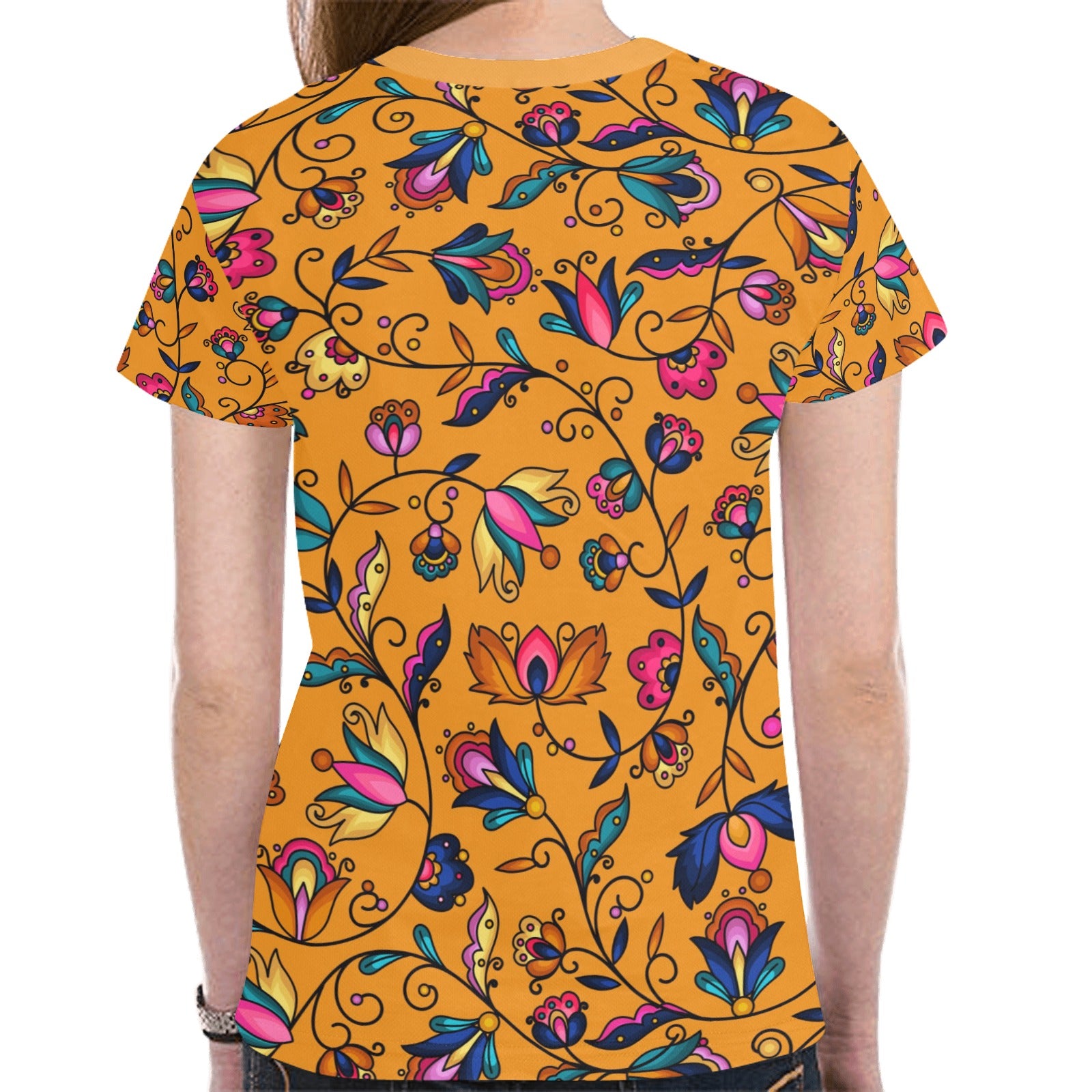 Copper Prairie Petals Orange T-shirt for Women