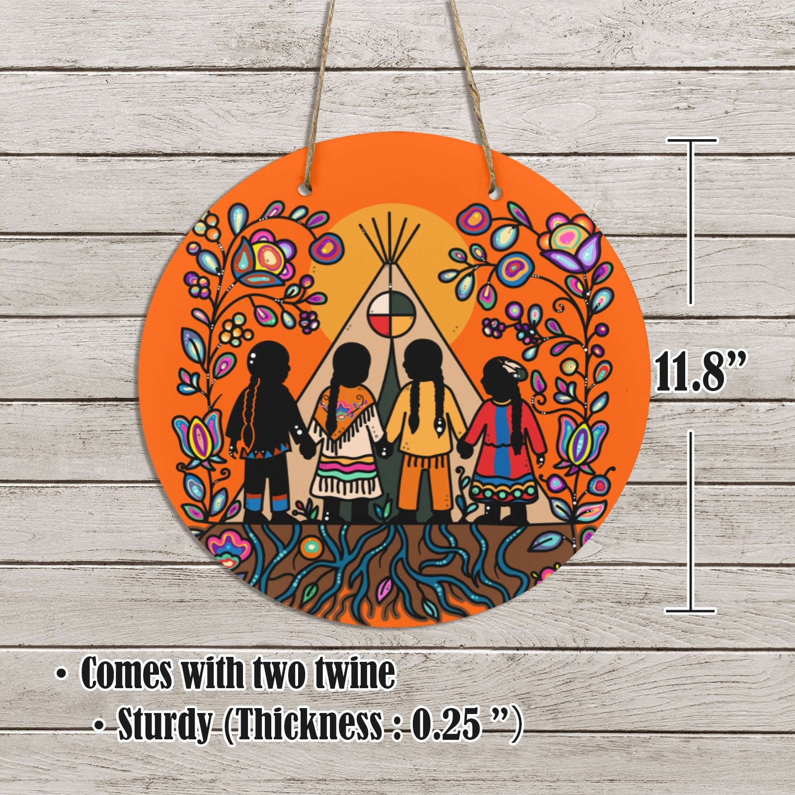 Rooted in Culture Round Wooden Door Sign 11.8''