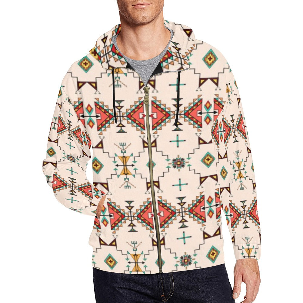 Thunder Flight Cream Men's Zipper Hoodie