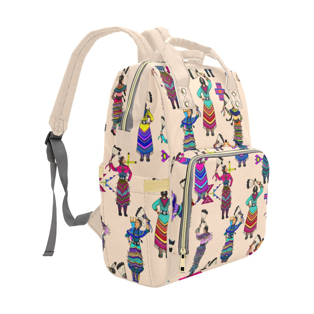 Women's Jingle Dancers Muslin Multi-Function Diaper Backpack/Diaper Bag
