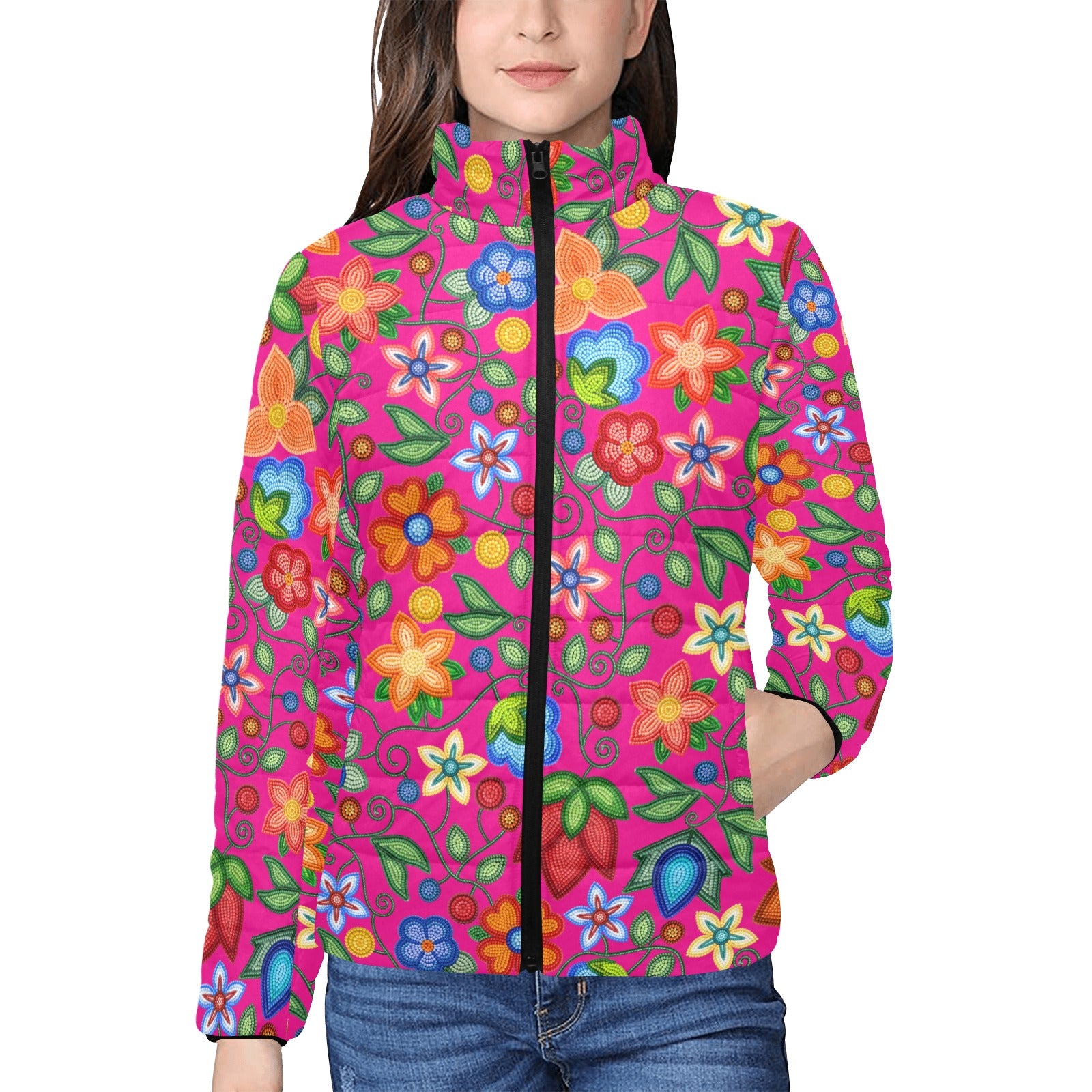 Morning Harmony Pink Women's Stand Collar Padded Jacket