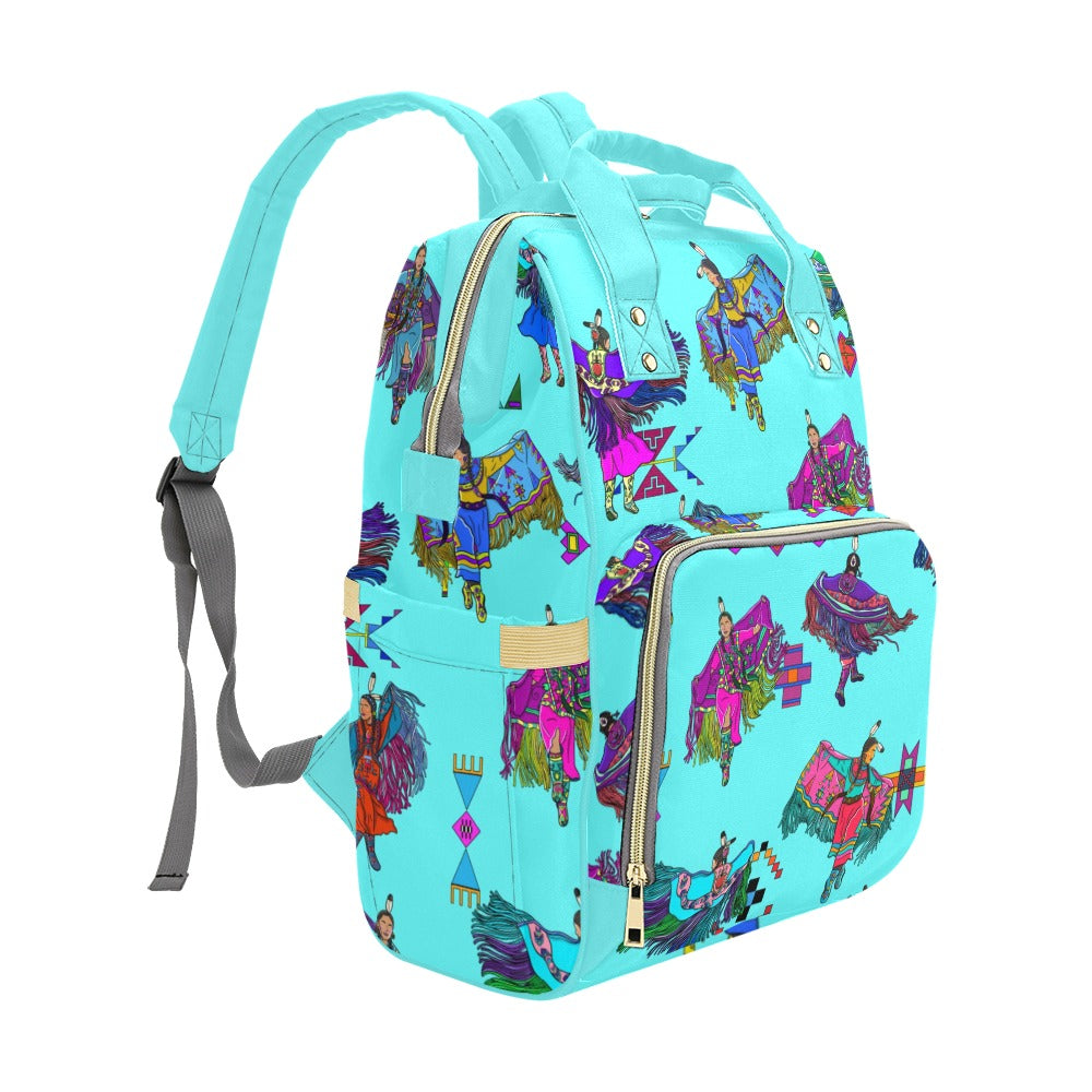Women's Fancy Dancers Turquoise Multi-Function Diaper Backpack/Diaper Bag