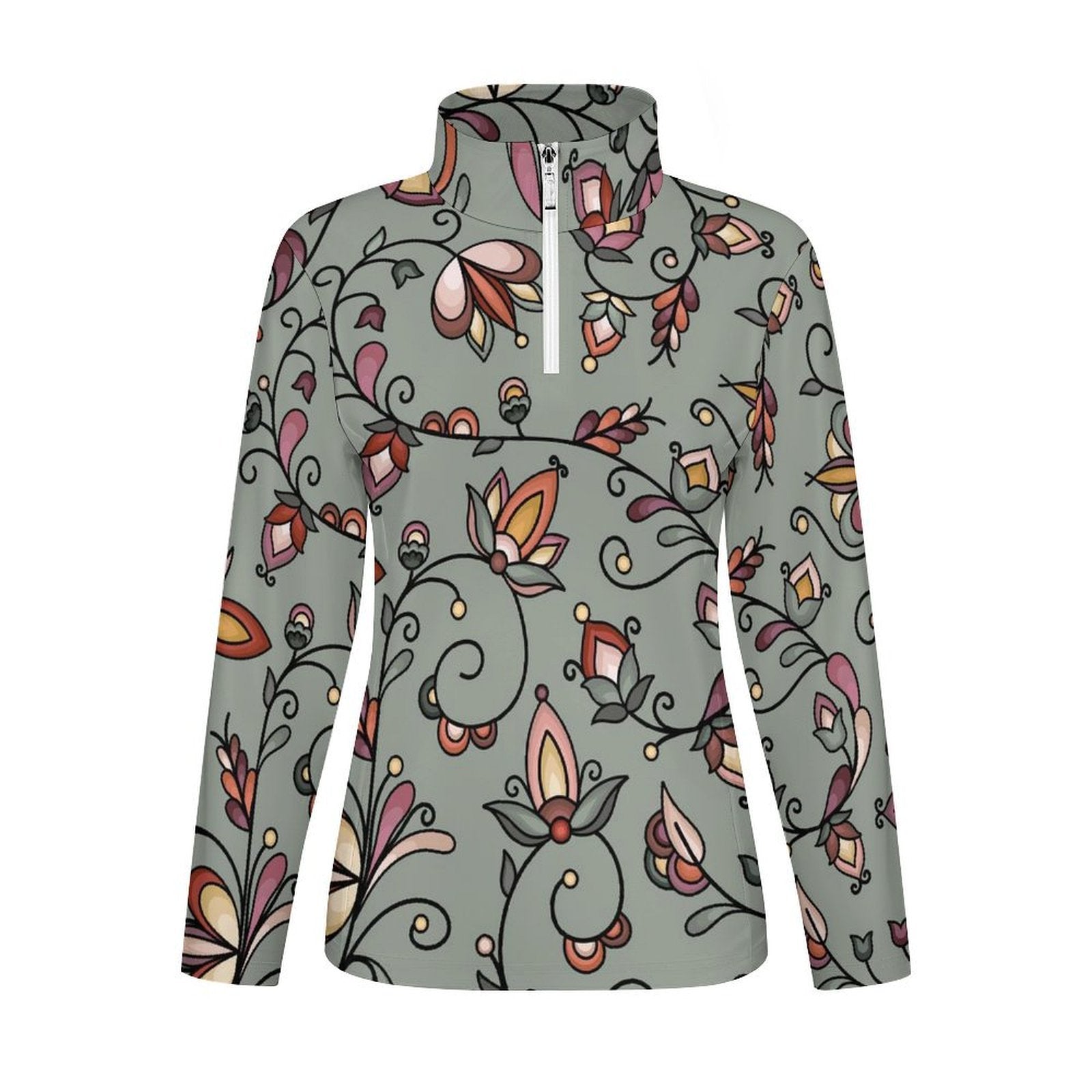 Burnt Sky Petals Green Long Sleeve Yoga Shirt