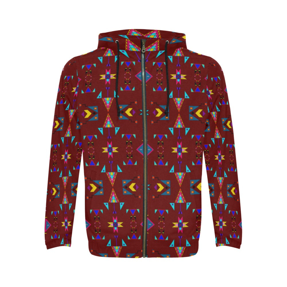 Enemy Territory Dark Maroon Men's Zipper Hoodie