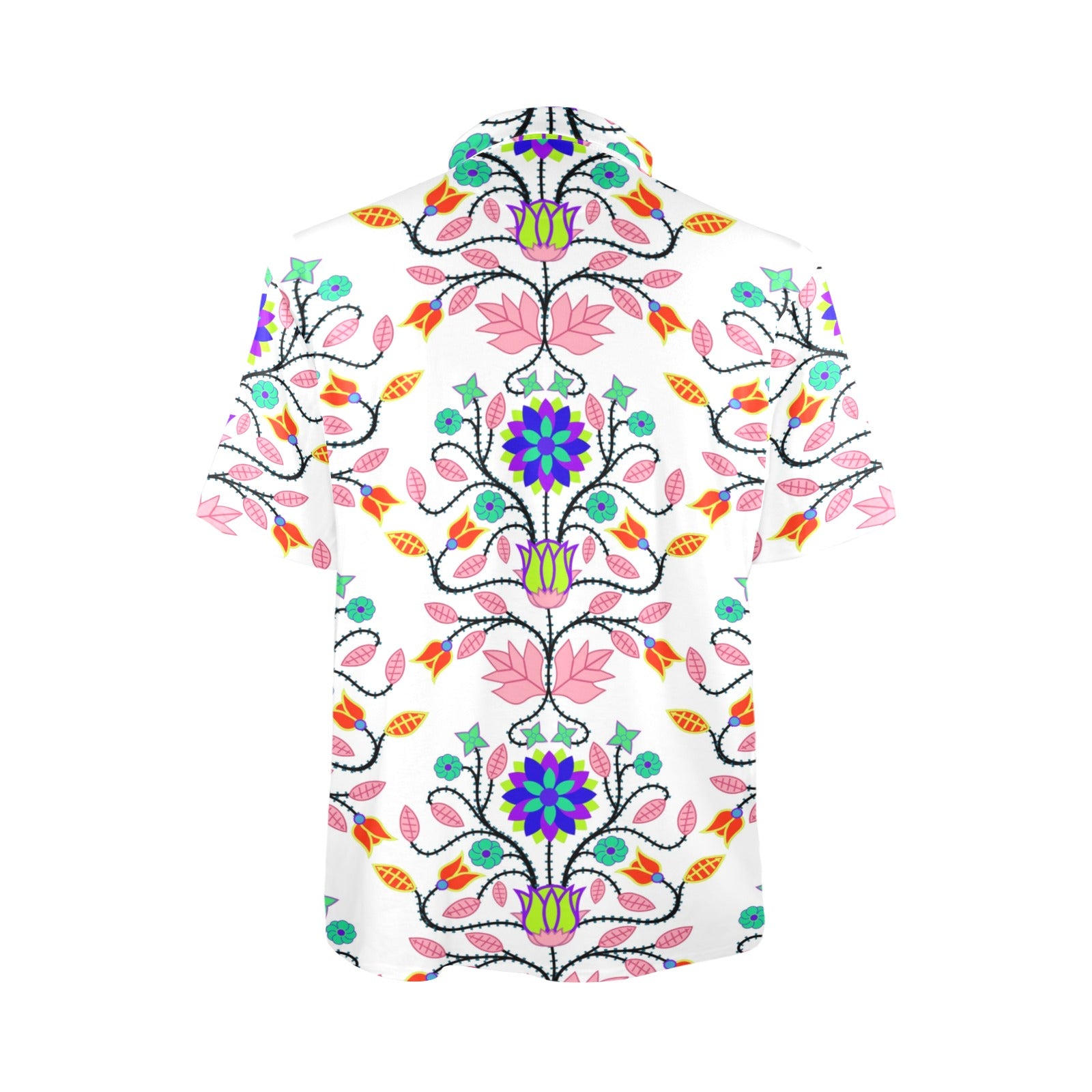 Floral Beadwork Four Clans White Polo Shirt