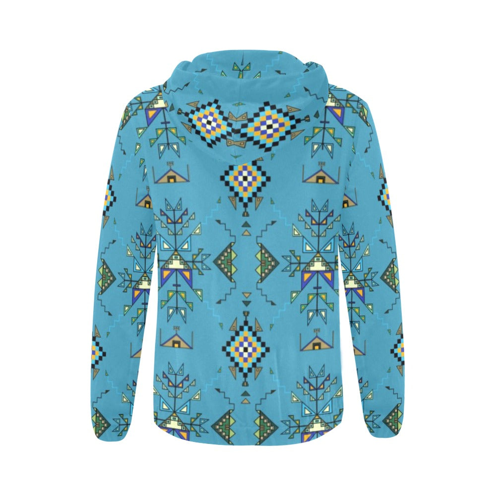 Bear Shield Blue Full Zip Hoodie for Women