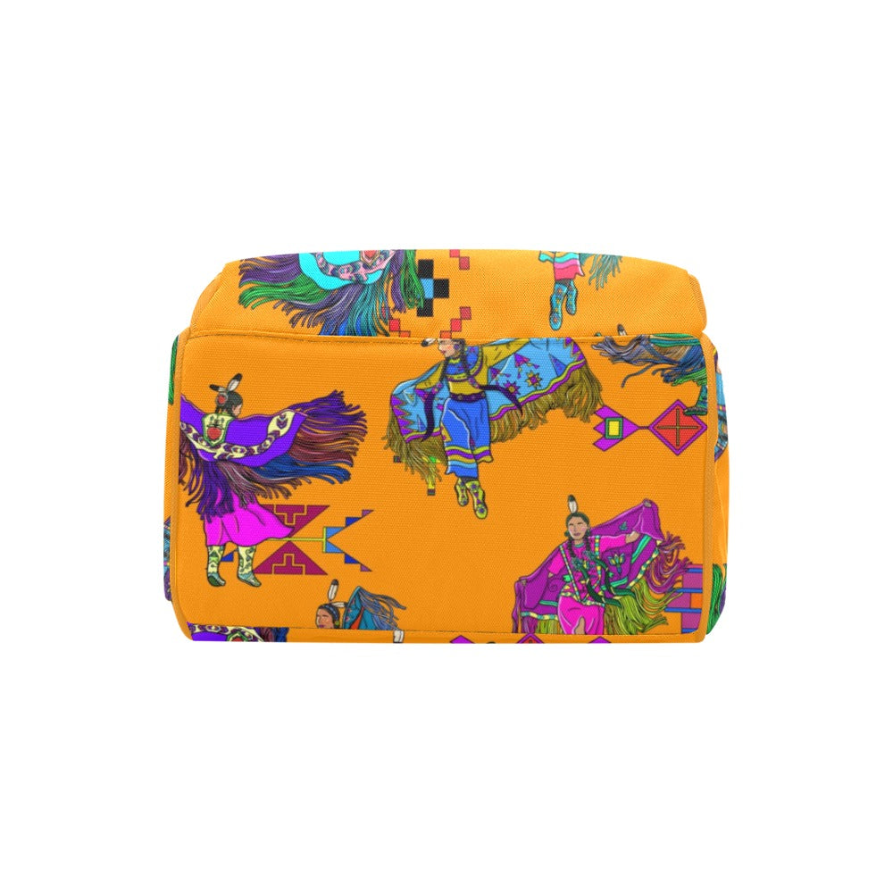 Women's Fancy Dancers Orange Multi-Function Diaper Backpack/Diaper Bag