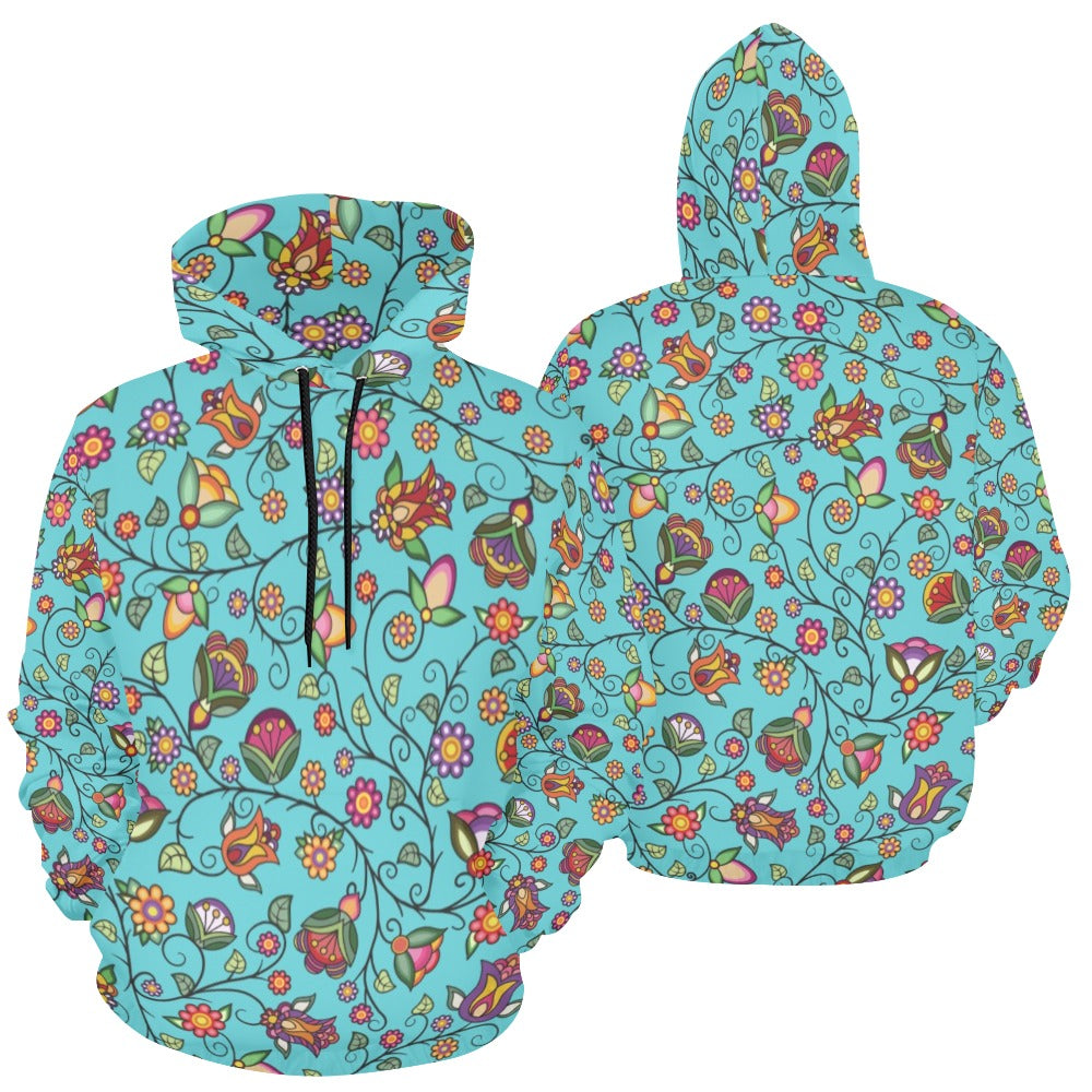 Heartbeat Petals Turquoise Hoodie for Women (USA Size)