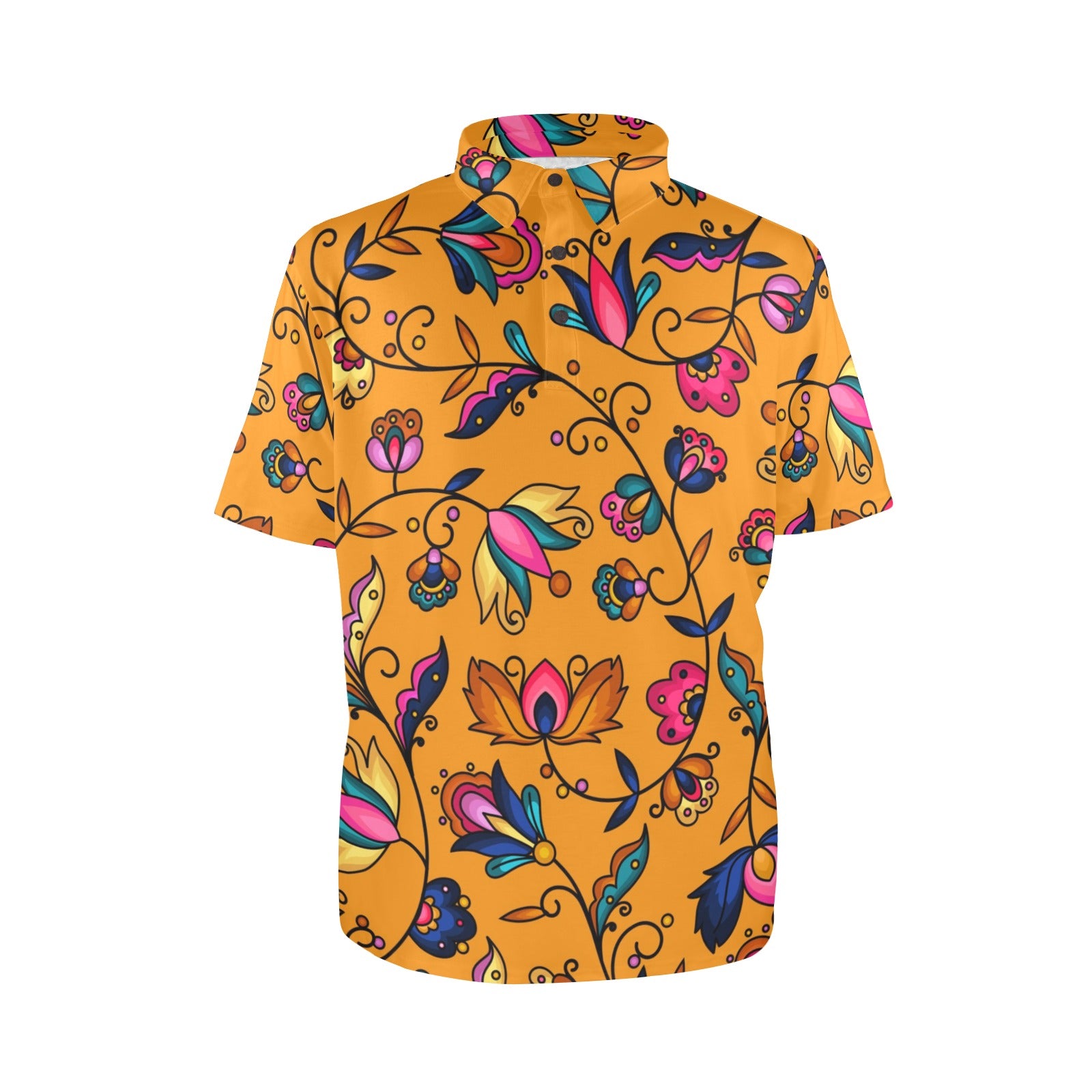 Copper Prairie Petals Orange Polo Shirt