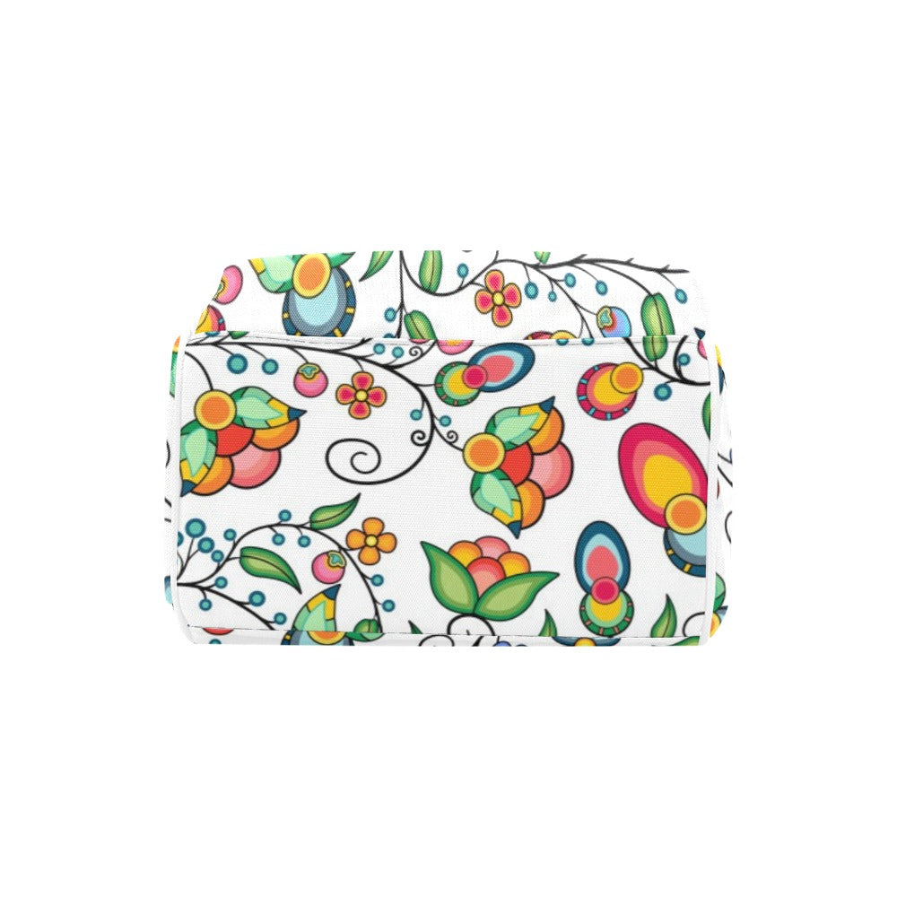 Floral Bounty White Multi-Function Diaper Backpack/Diaper Bag