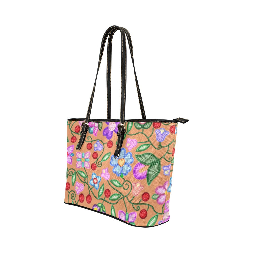 Petal Harmony Terracotta Leather Tote Bag/Large