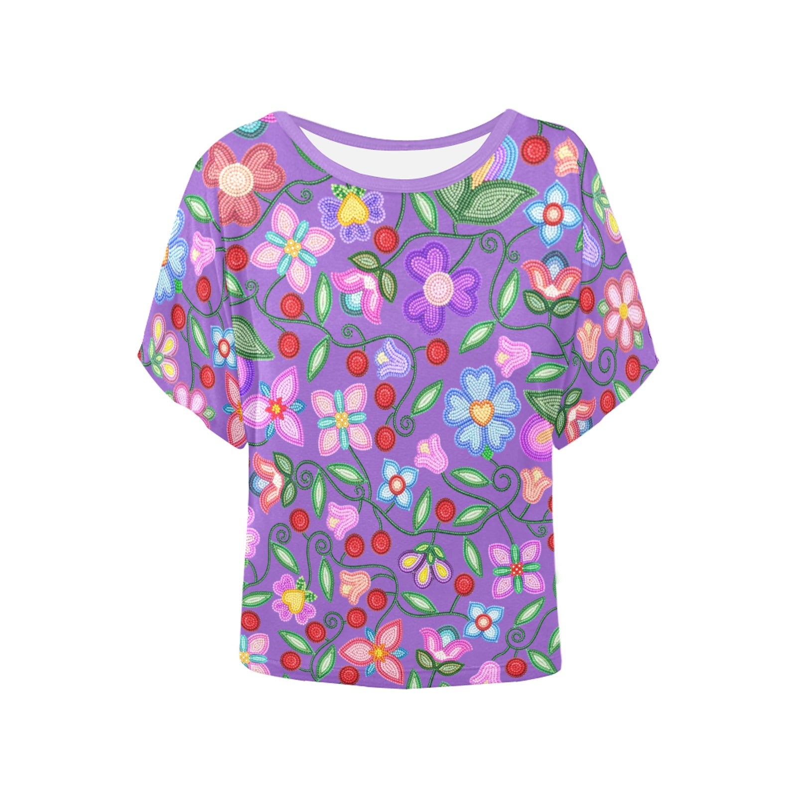 Petal Harmony Lavender Women's Batwing-Sleeved Blouse T-shirt