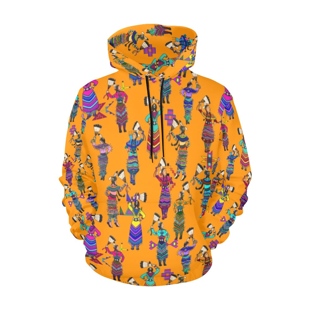 Women's Jingle Dancers Orange Hoodie for Women (USA Size)