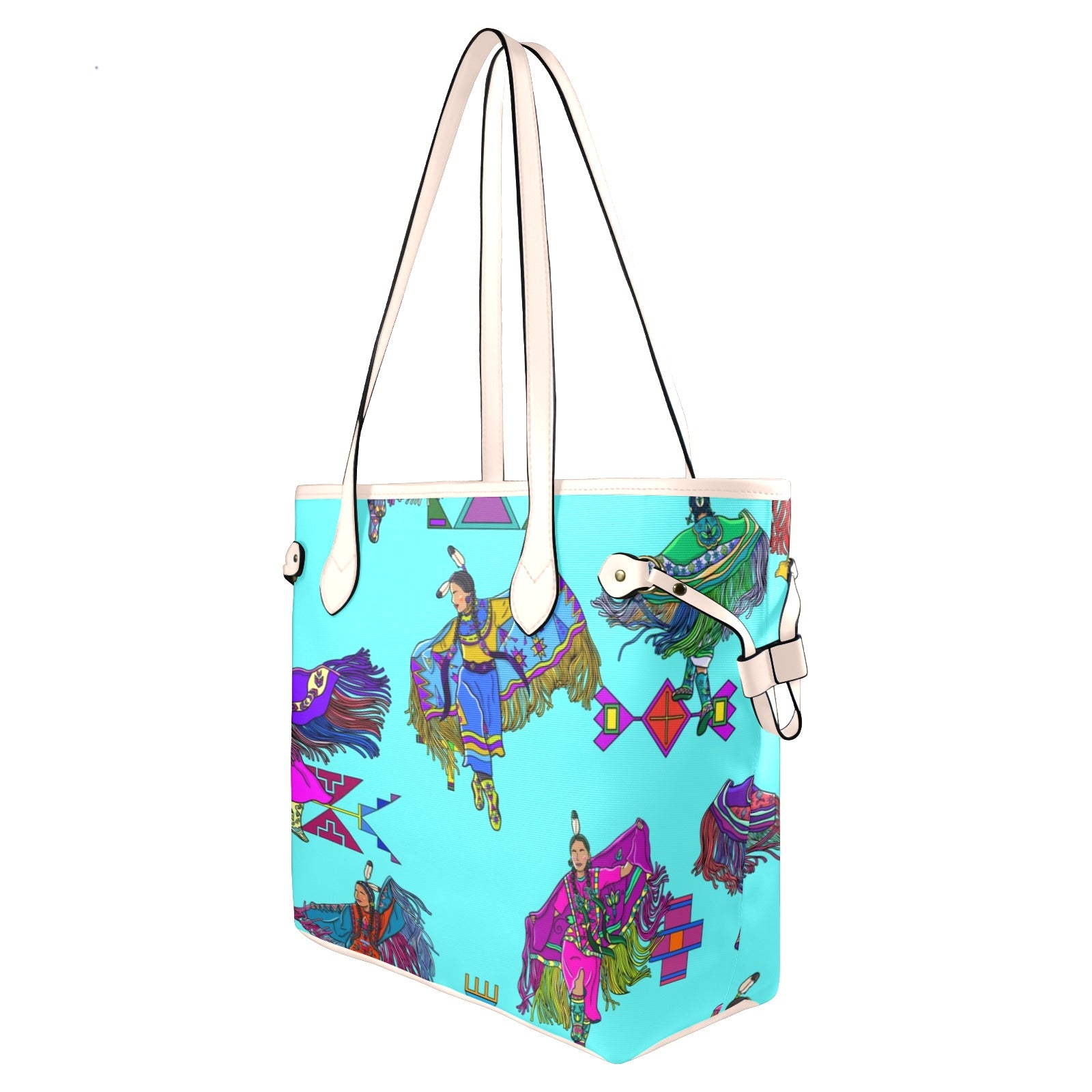 Women's Fancy Dancers Turquoise Clover Canvas Tote Bag