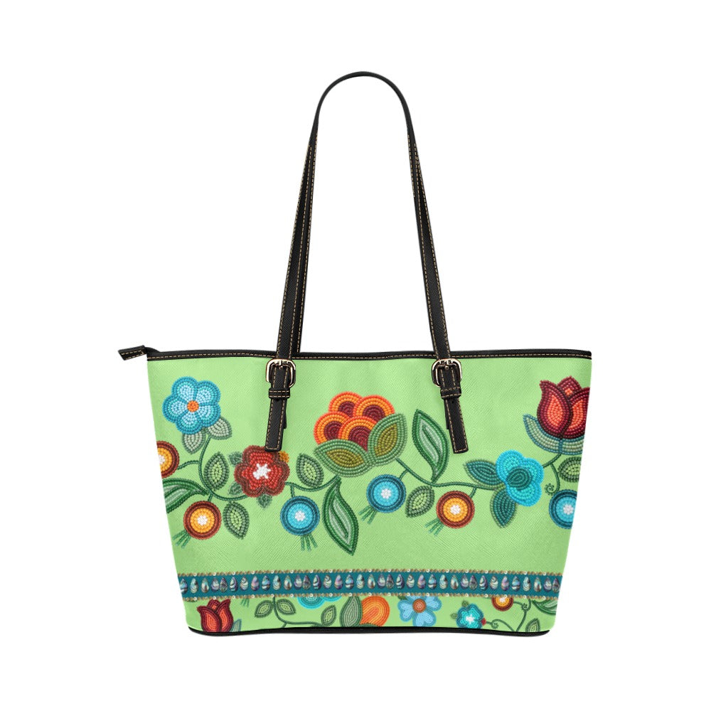 Prairie Fire Petals Leather Tote Bag/Large