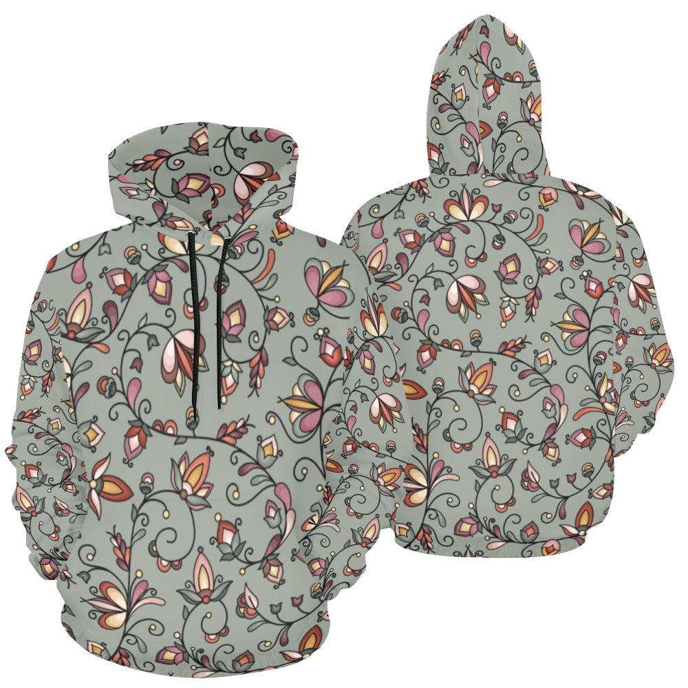 Burnt Sky Petals Green Hoodie for Women (USA Size)