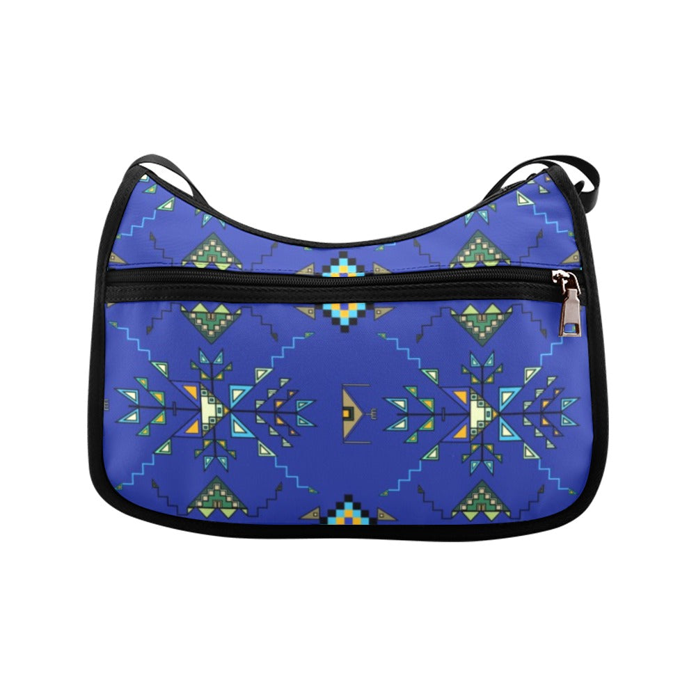 Bear Shield Fabric Dark Blue Crossbody Bag