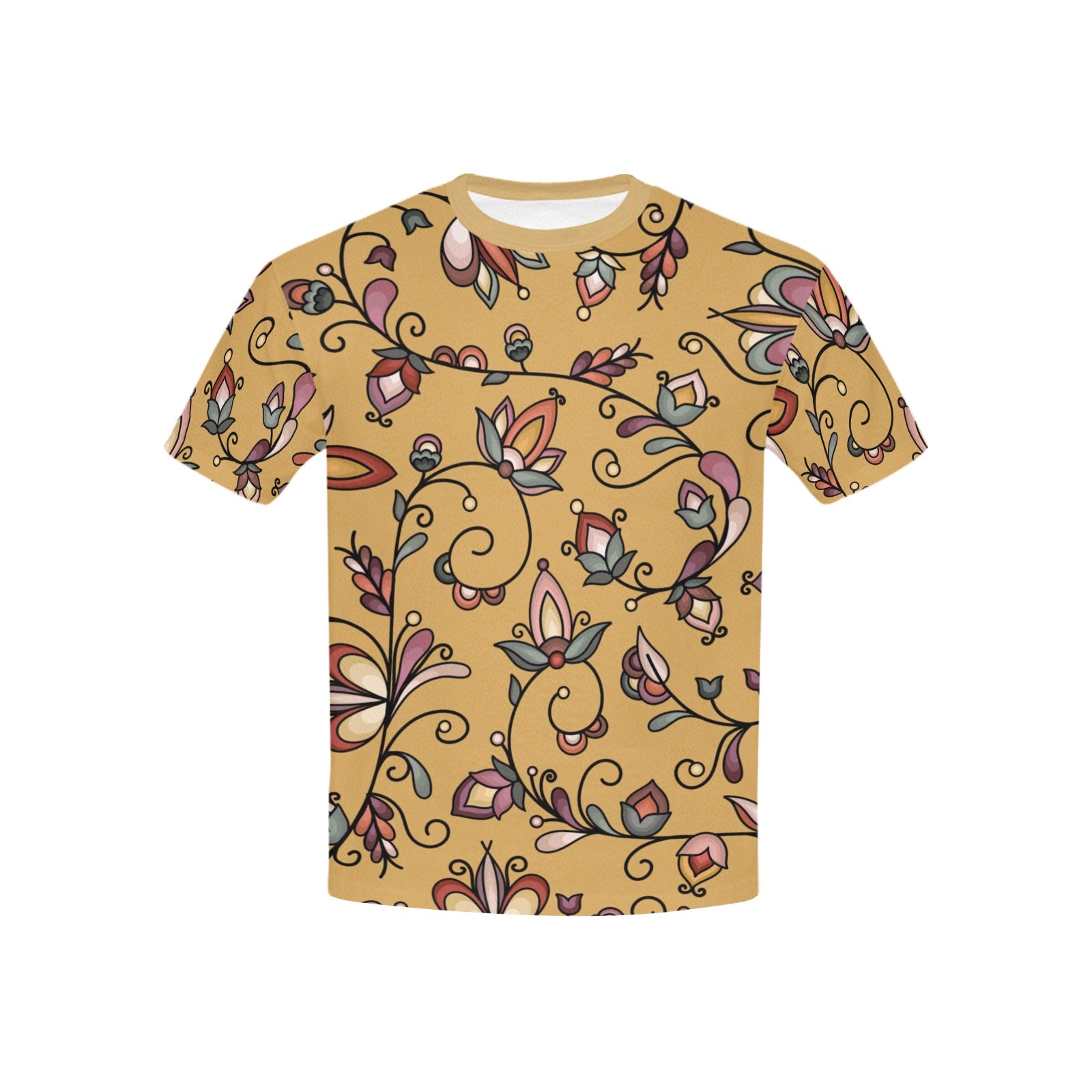 Burnt Sky Petals Gold Kids' T-shirt (USA Size)