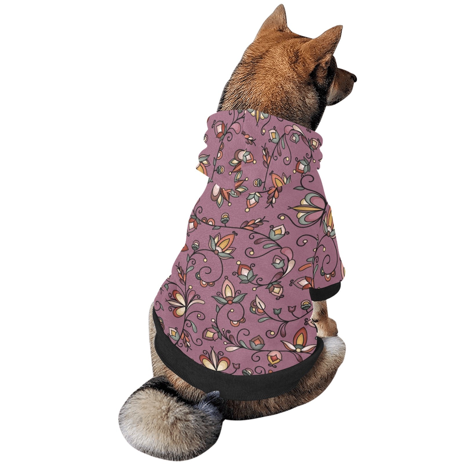 Burnt Sky Petals Magenta Pet Dog Hoodie