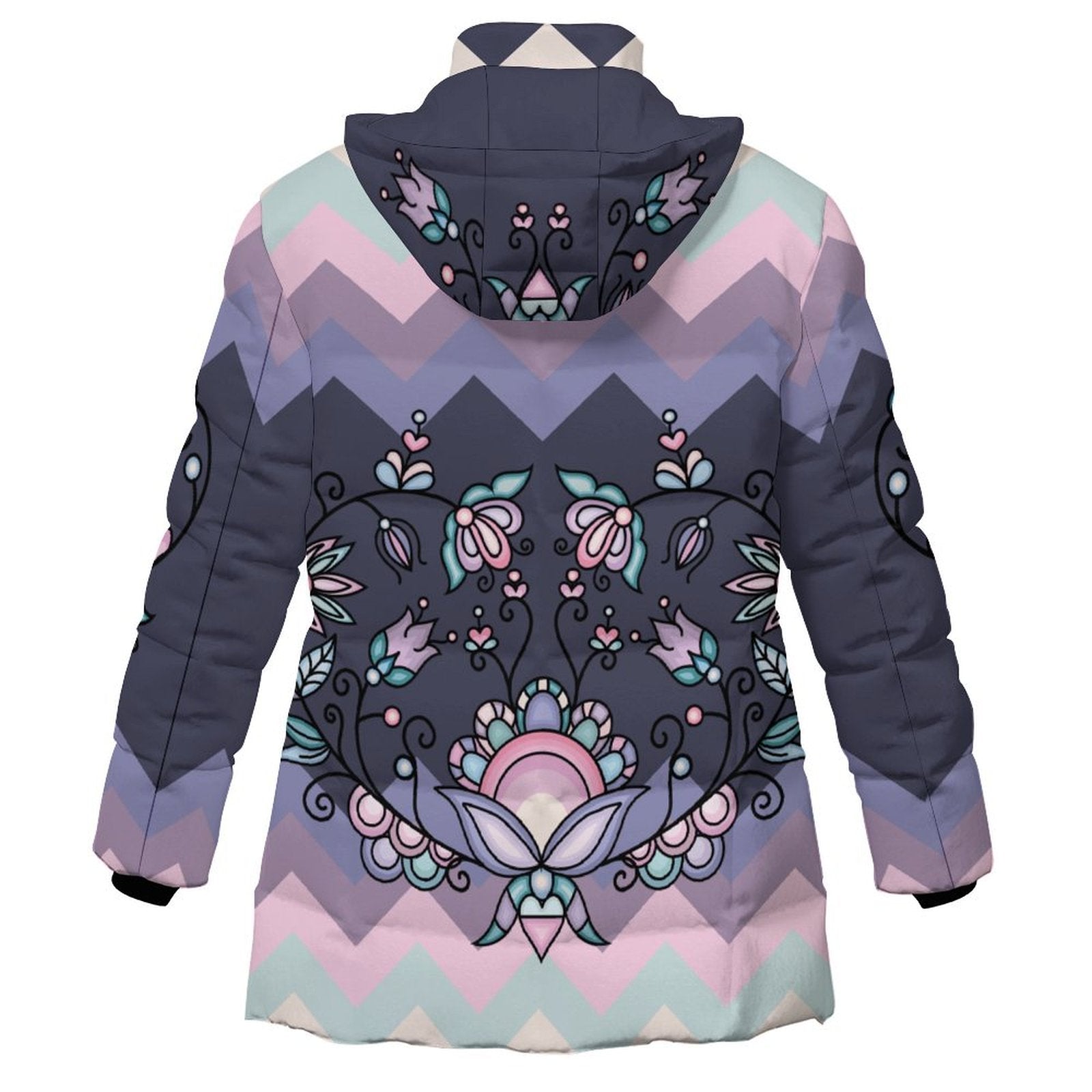 Silver Frostflower Women's Hooded Puffer Coat