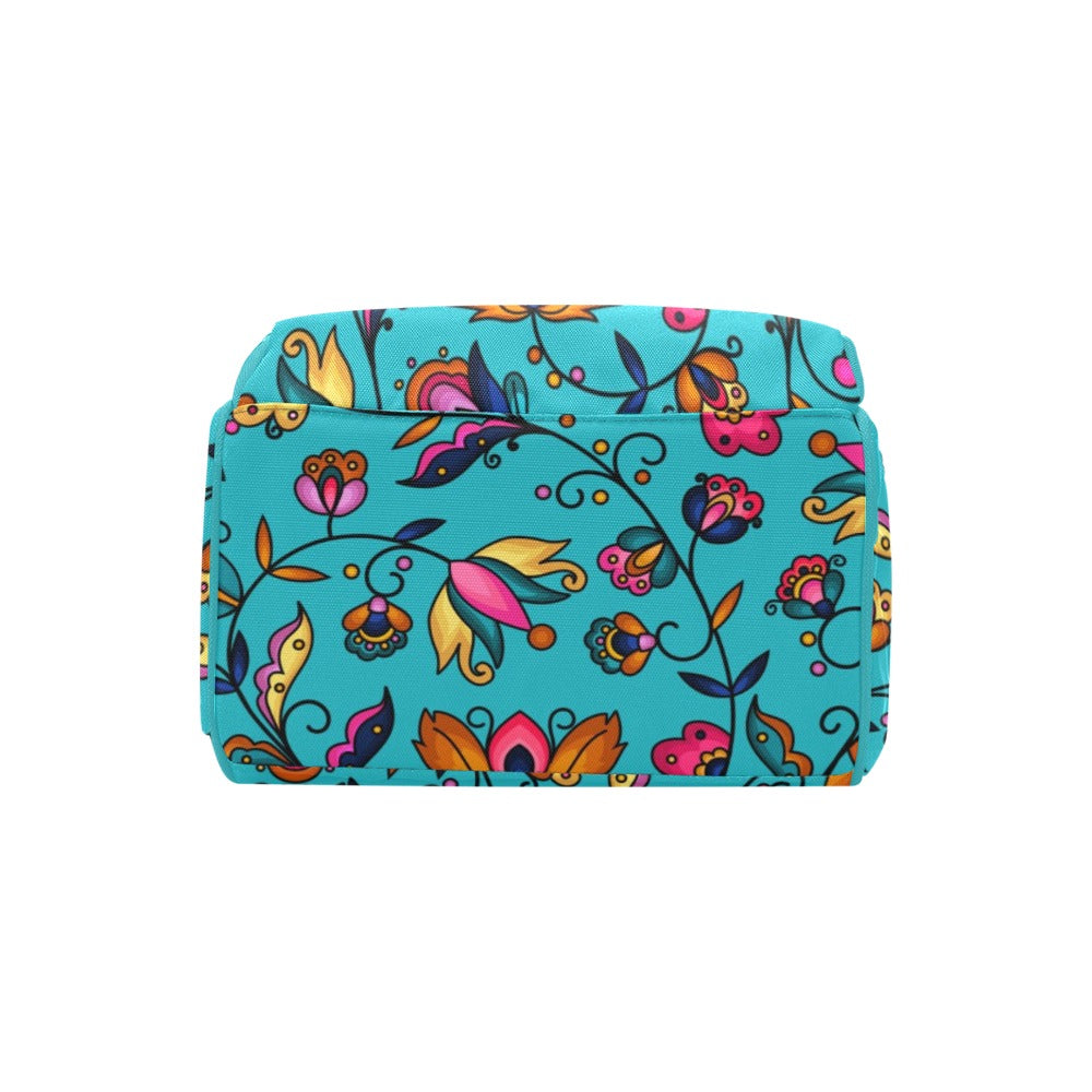 Copper Prairie Petals Turquoise Multi-Function Diaper Backpack/Diaper Bag