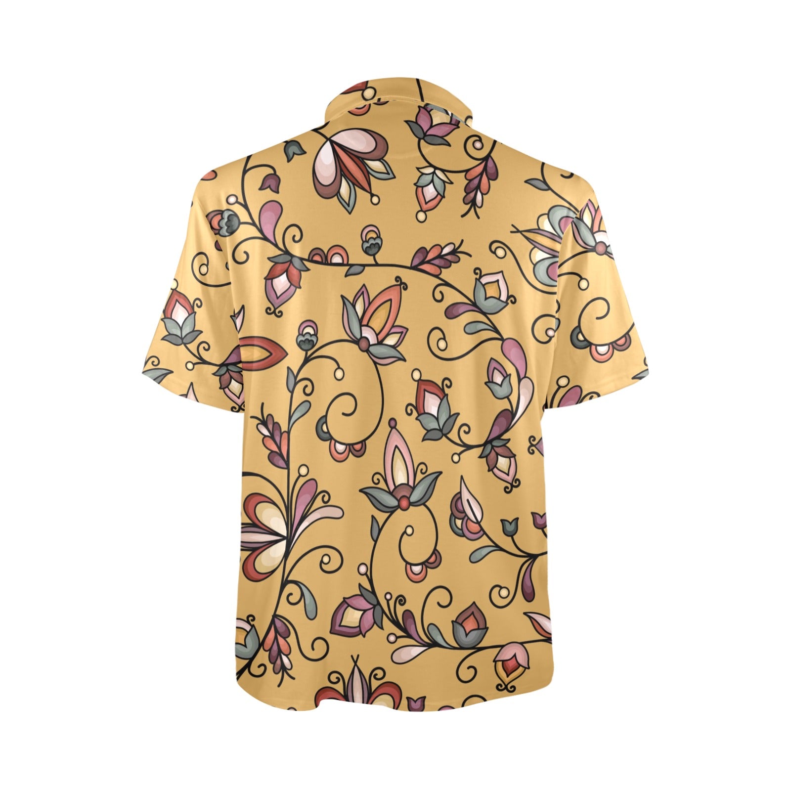 Burnt Sky Petals Gold Polo Shirt