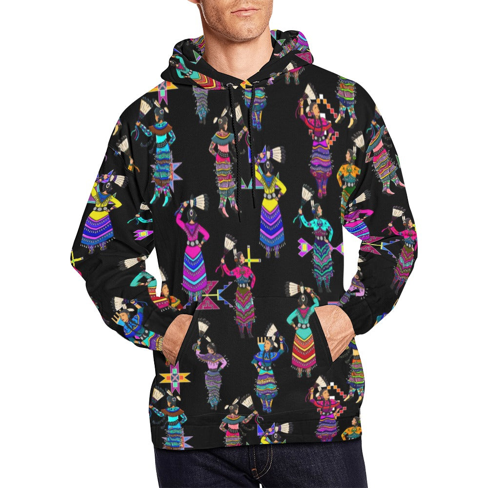 Women's Jingle Dancers Black Hoodie for Men (USA Size)