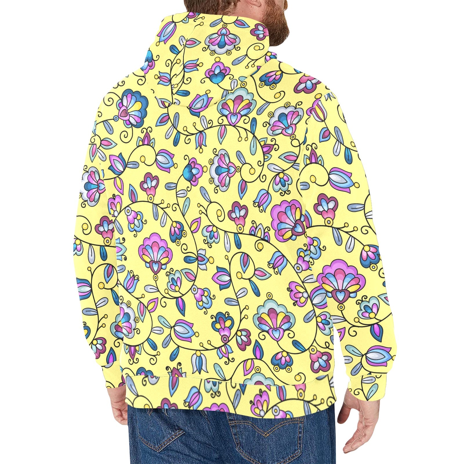 Autumn Bundle Blessing Yellow Men's Long Sleeve Fleece Hoodie