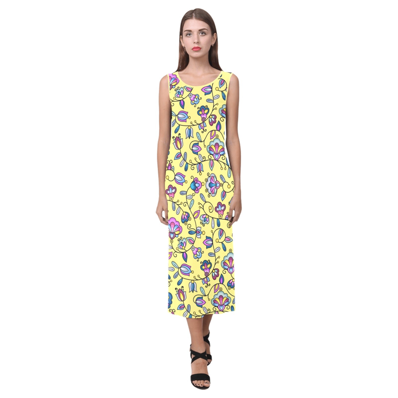 Autumn Bundle Blessing Yellow Phaedra Sleeveless Open Fork Long Dress