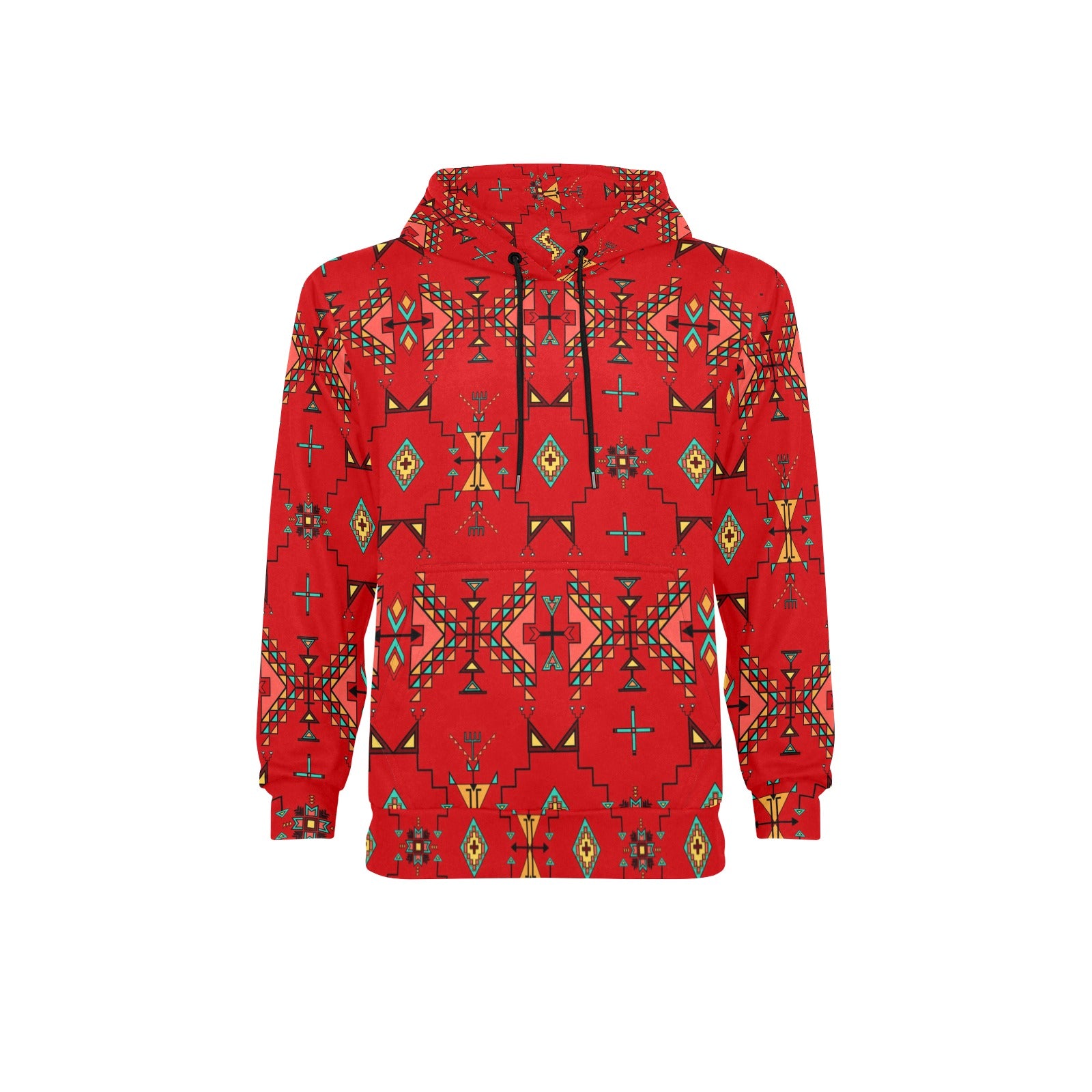 Thunder Flight Red Men's Long Sleeve Fleece Hoodie