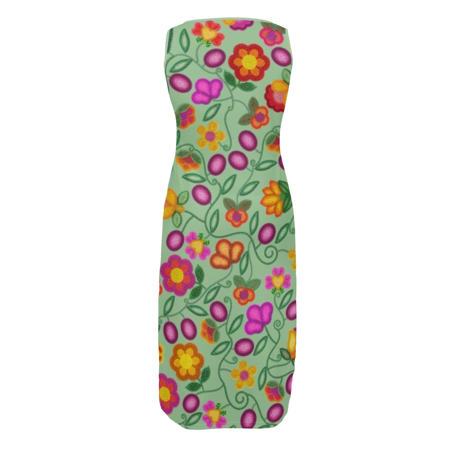 Boreal Bounty Green Phaedra Sleeveless Open Fork Long Dress