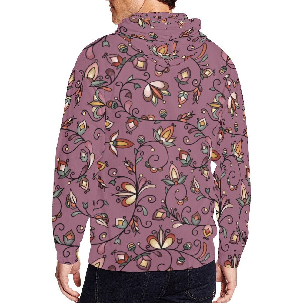 Burnt Sky Petals Magenta Men's Zipper Hoodie