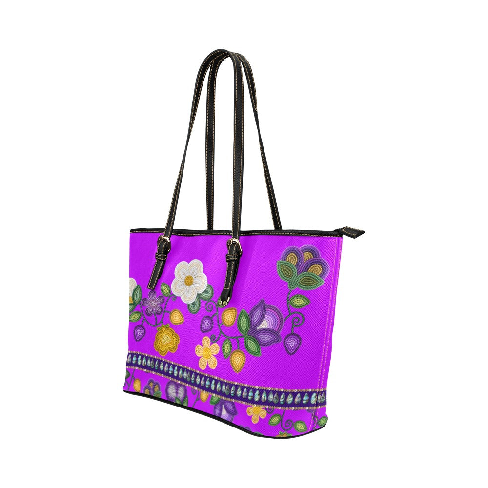 Midnight Moss Bloom Leather Tote Bag/Large