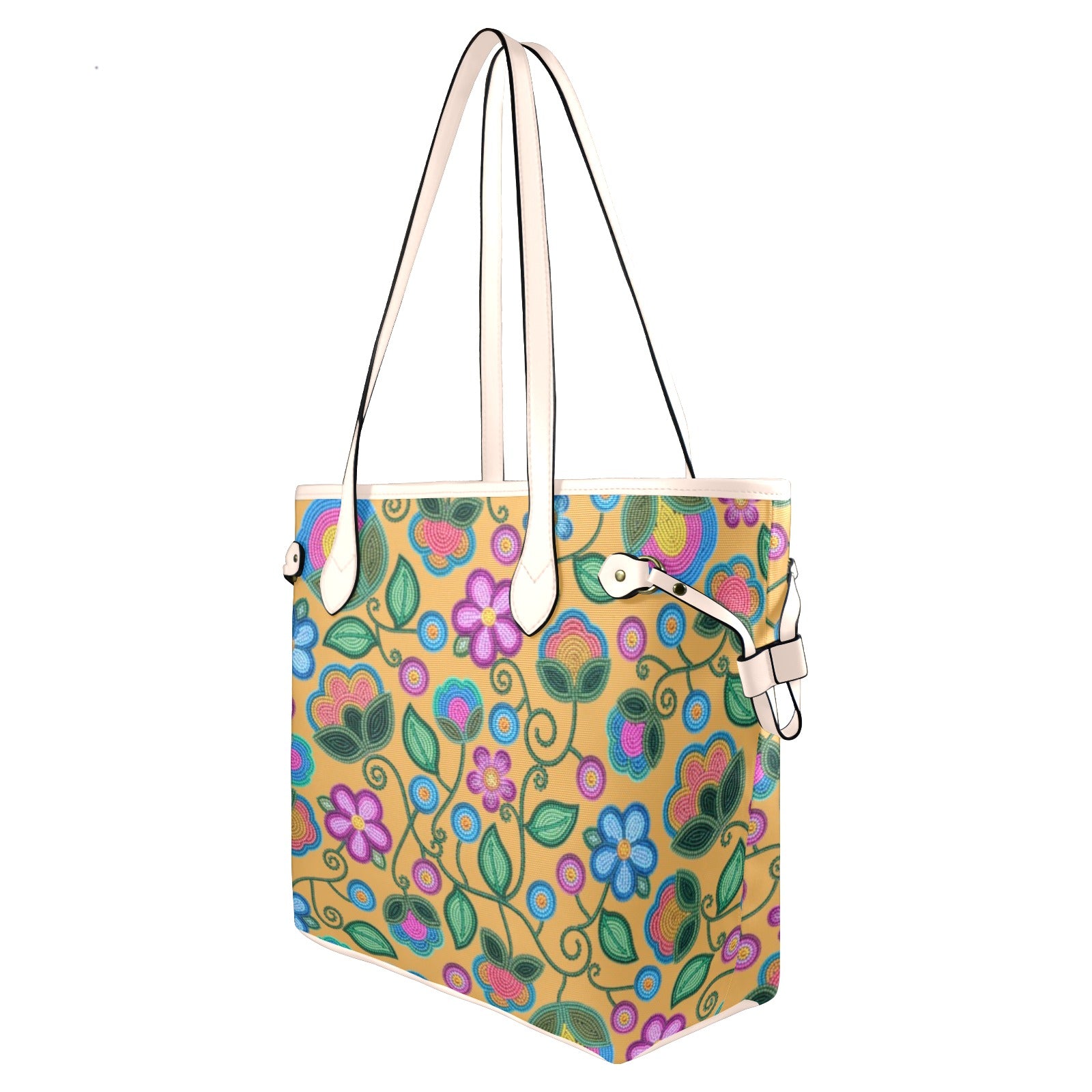 Turquoise Sunbeam Yellow Clover Canvas Tote Bag