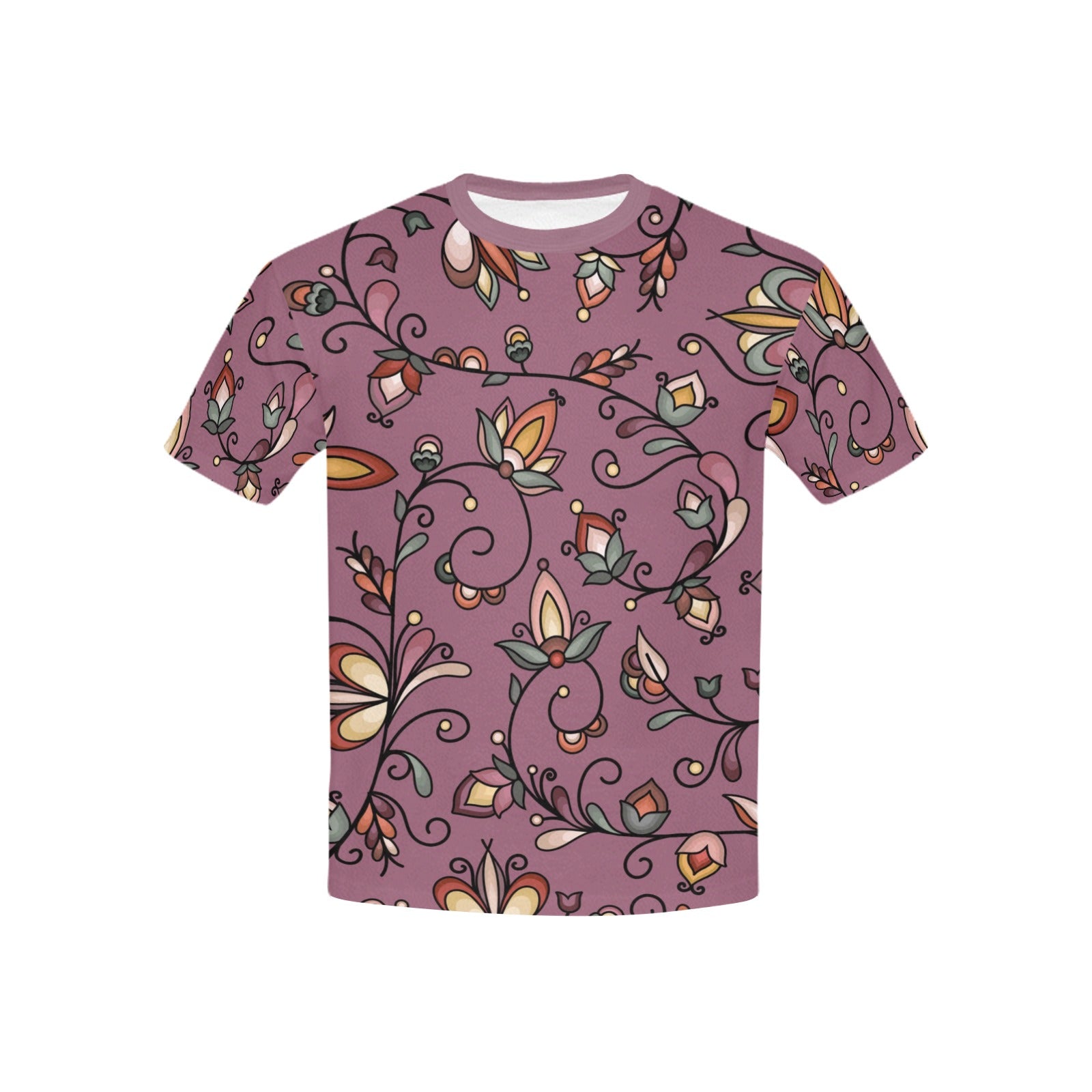 Burnt Sky Petals Magenta Kids' T-shirt (USA Size)