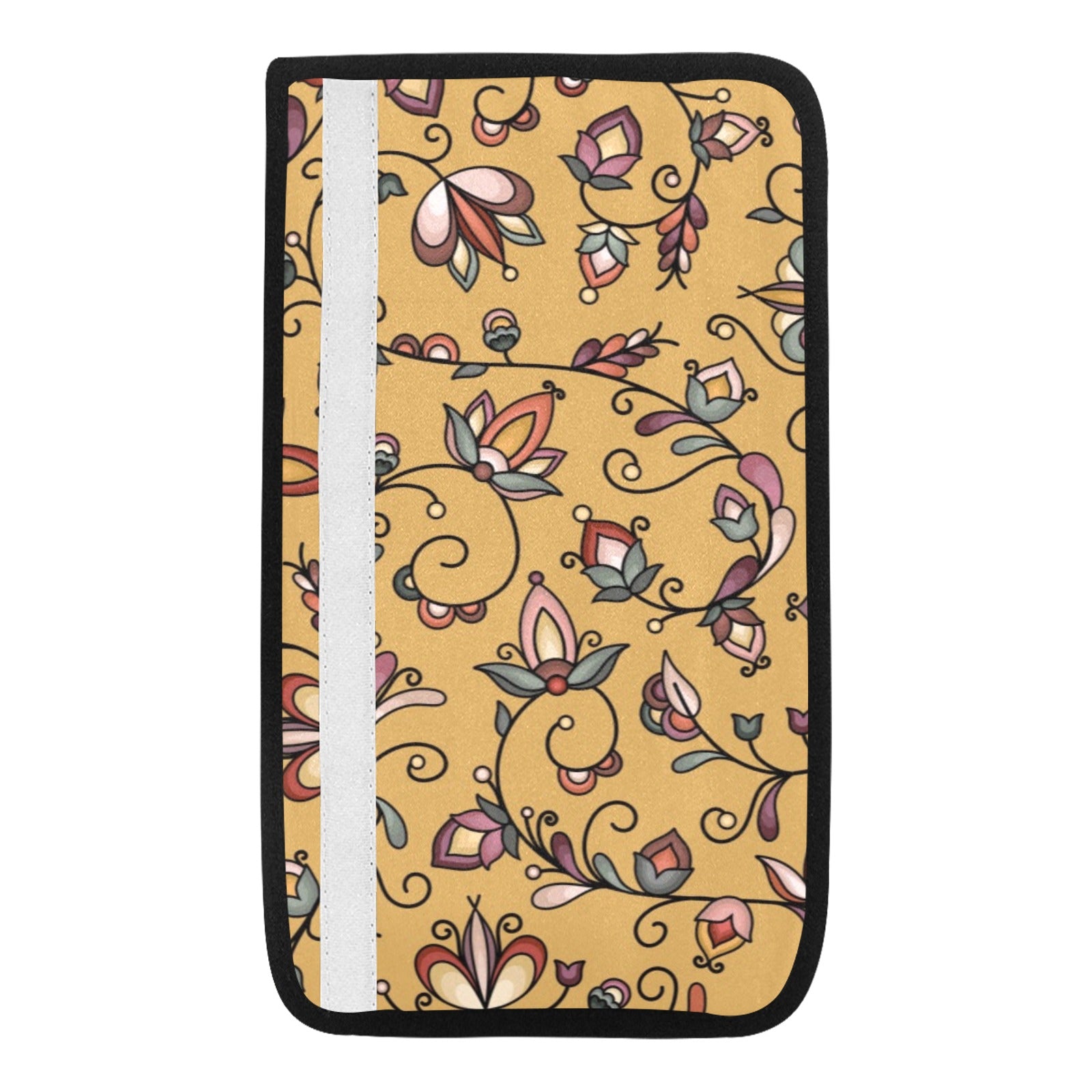 Burnt Sky Petals Gold Car Seat Belt Cover 7''x12.6'' (Pack of 2)