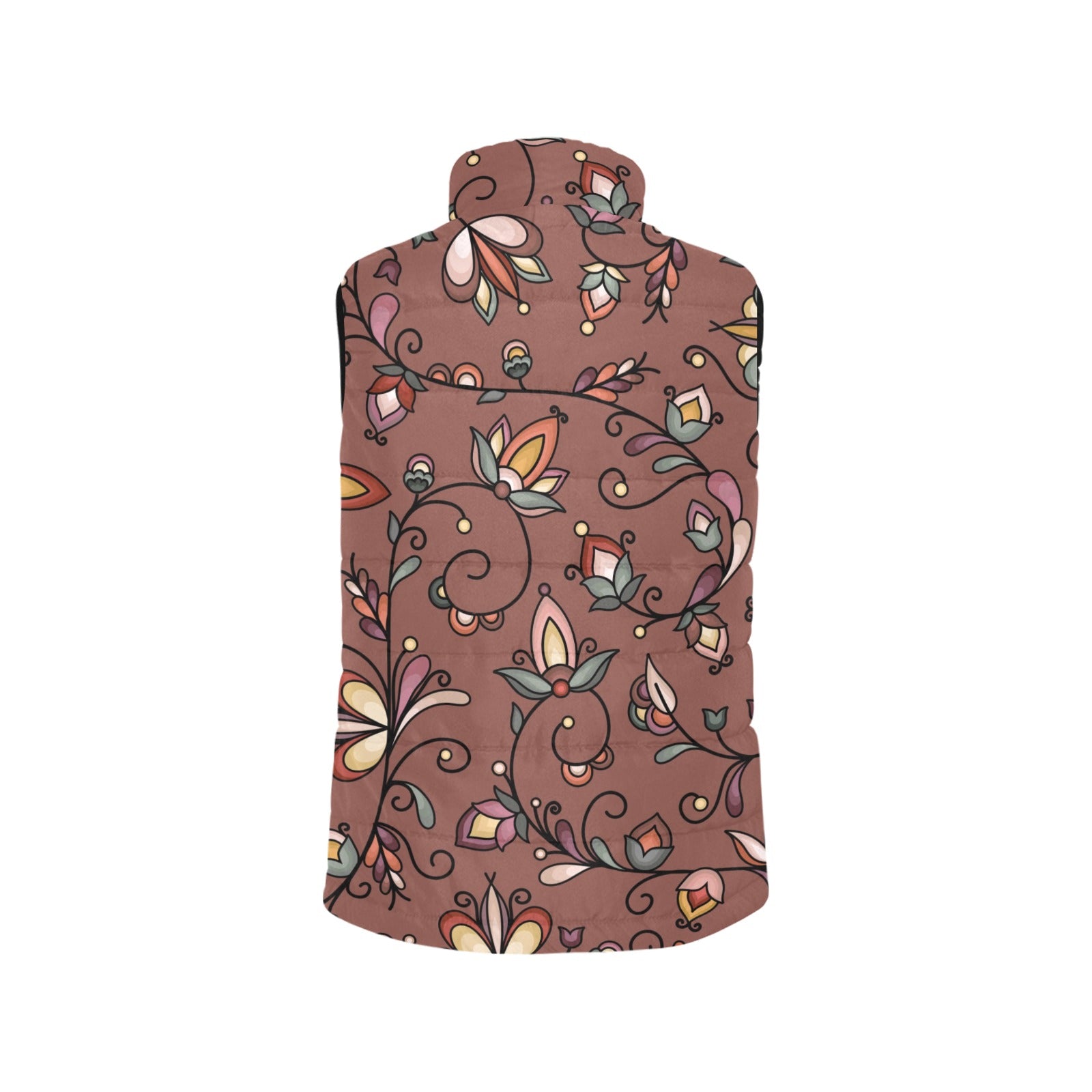 Burnt Sky Petals Brown Women's Padded Vest Jacket