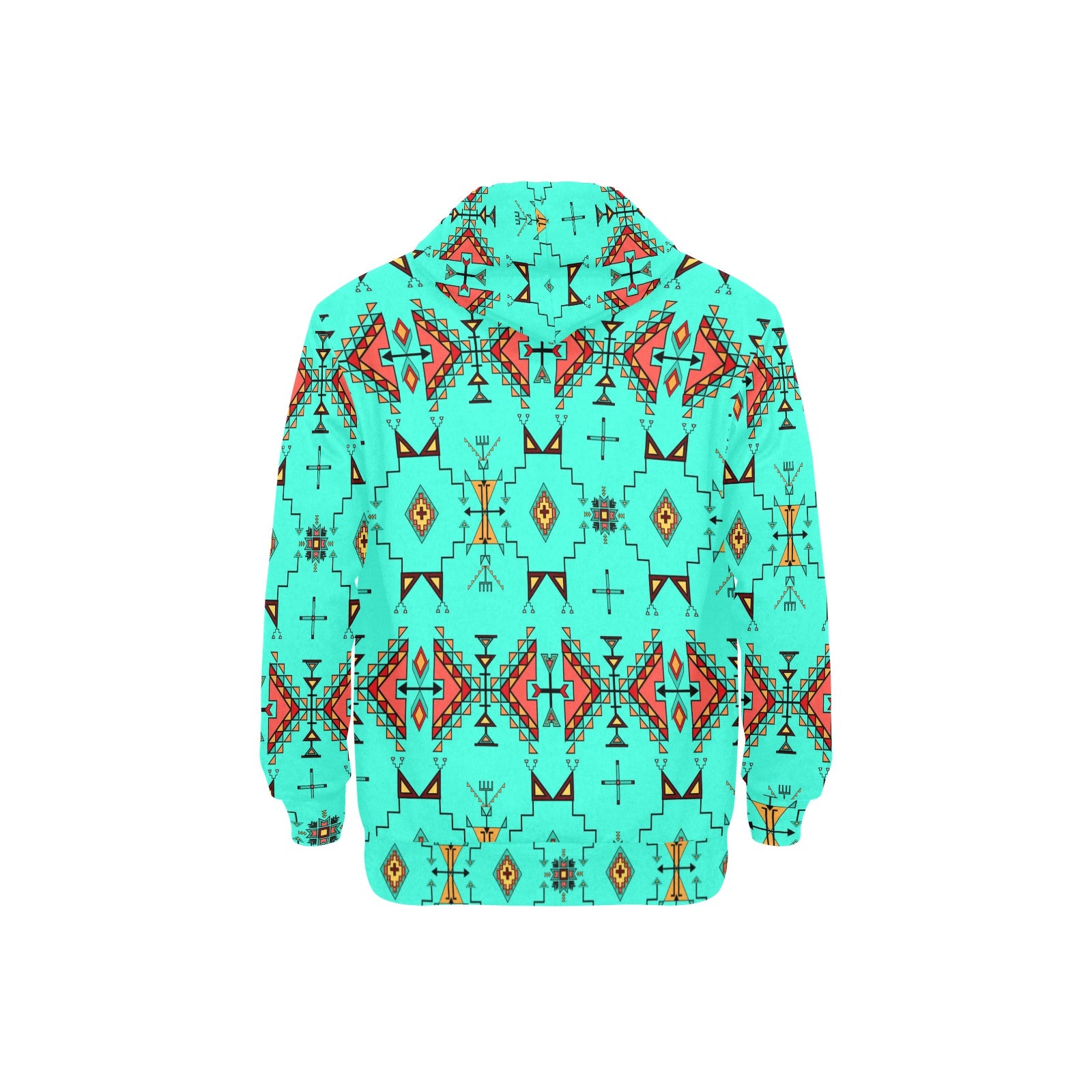 Thunder Flight Turquoise Men's Long Sleeve Fleece Hoodie