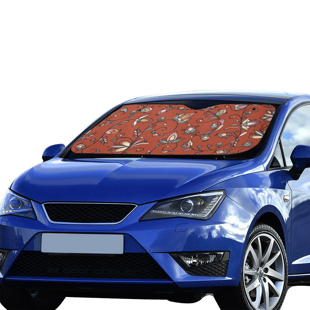 Burnt Sky Petals Red Car Sun Shade 55"x30"