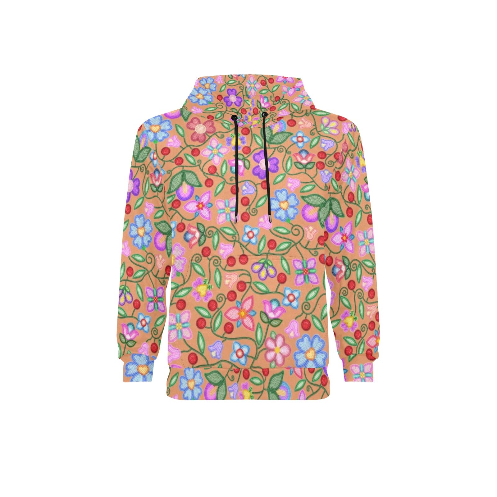 Petal Harmony Terracotta Men's Long Sleeve Fleece Hoodie