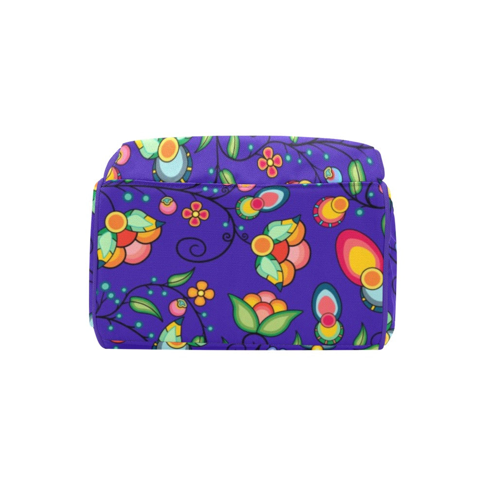 Floral Bounty Blue Multi-Function Diaper Backpack/Diaper Bag