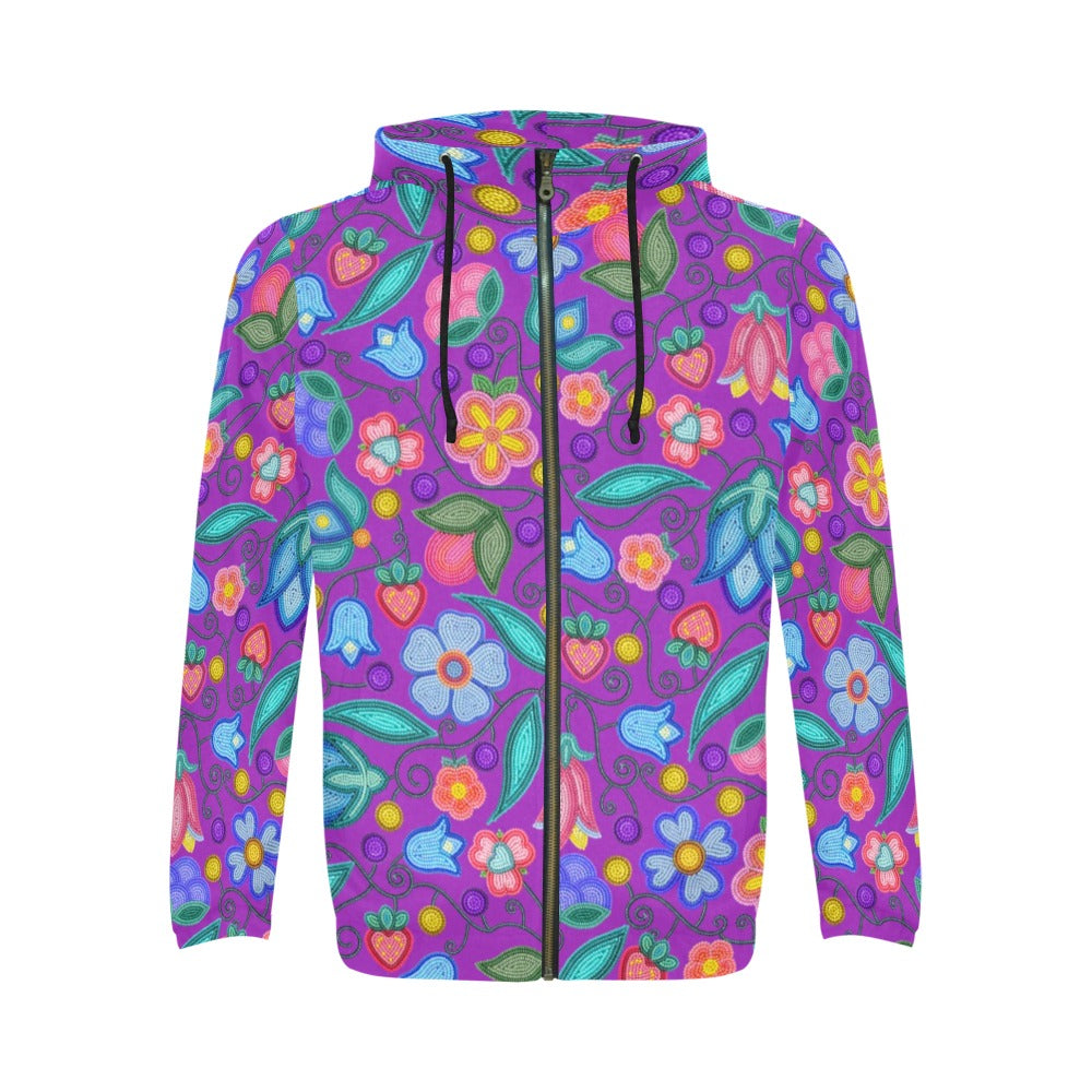 Sweet Offering Purple Men's Zipper Hoodie