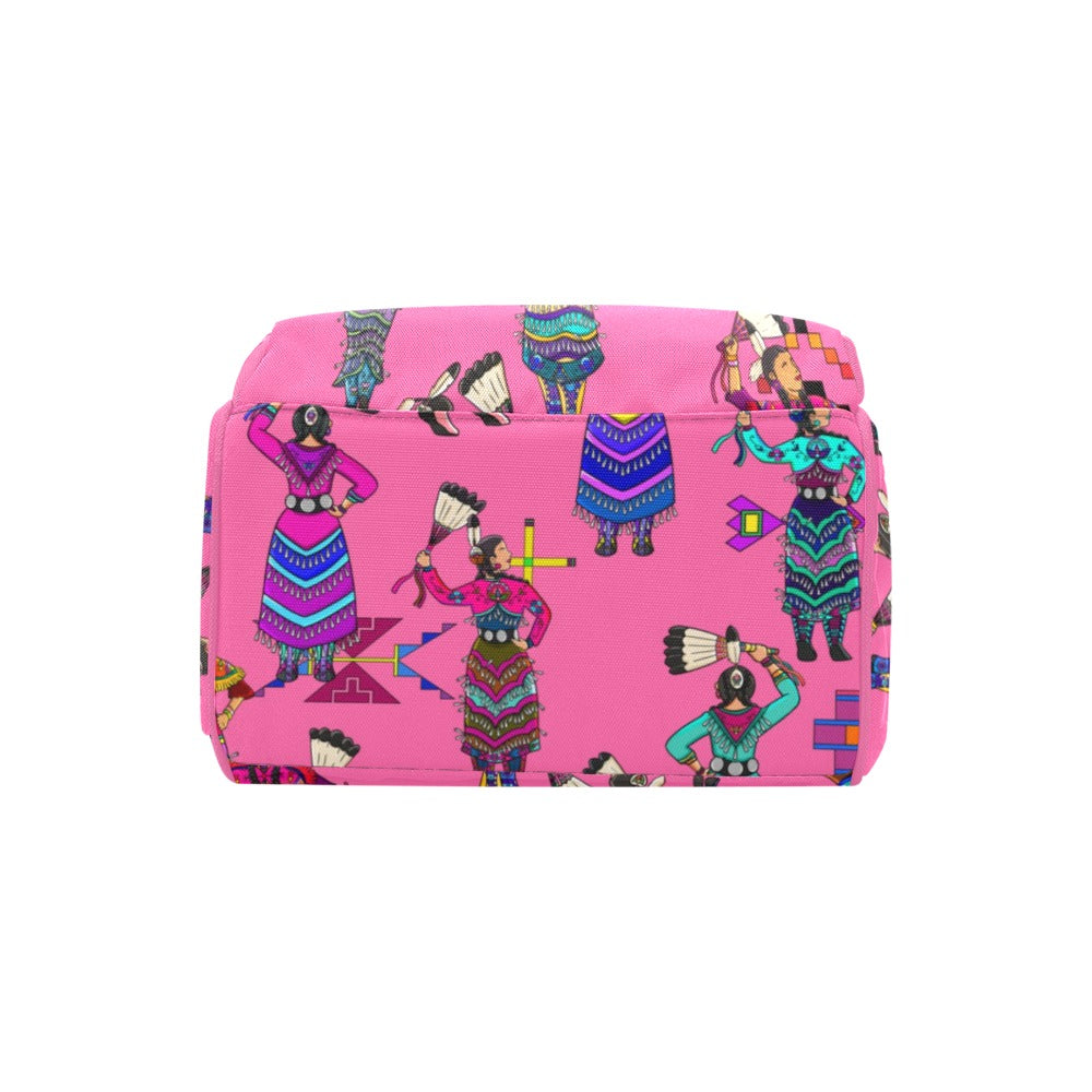 Women's Jingle Dancers Pink Multi-Function Diaper Backpack/Diaper Bag