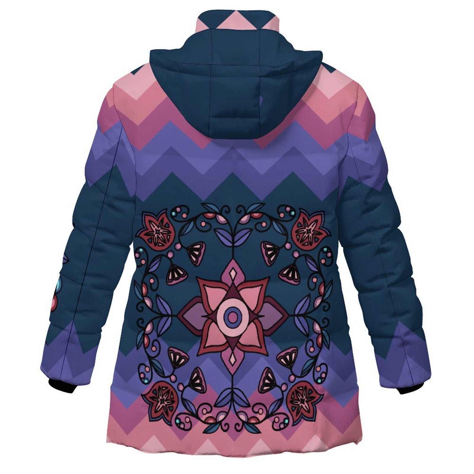 Frost Flower Circle Women's Hooded Puffer Coat