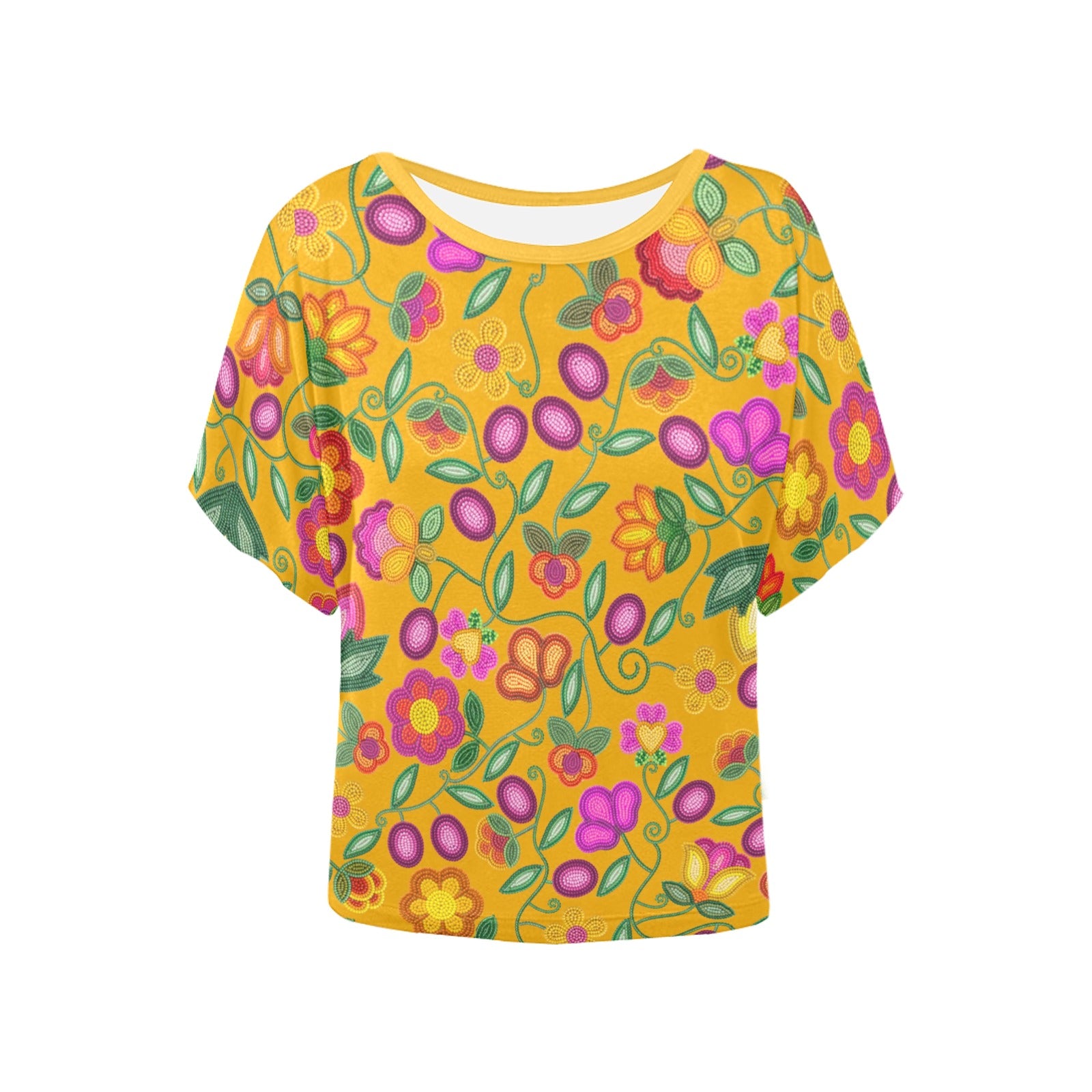 Boreal Bounty Yellow Women's Batwing-Sleeved Blouse T-shirt