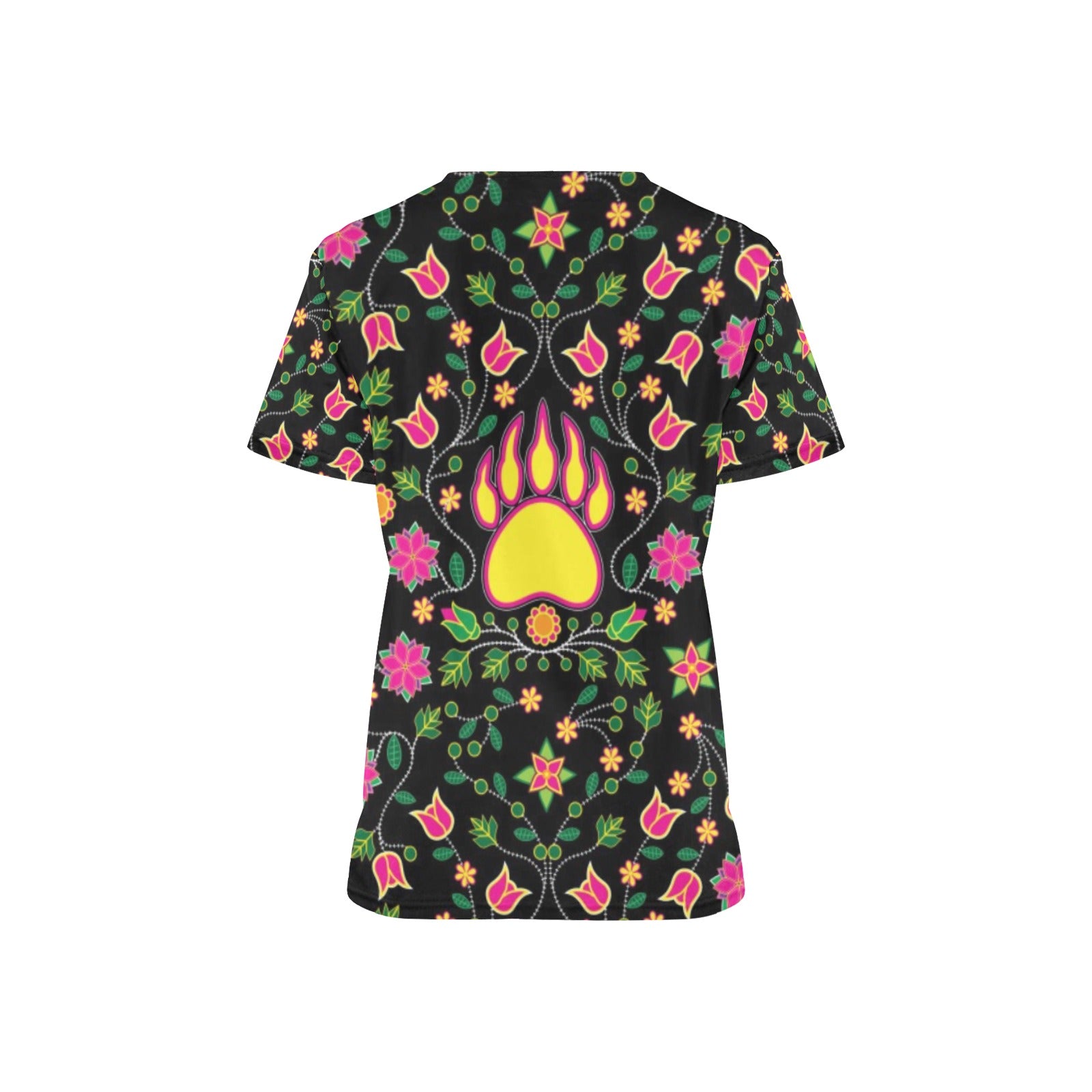 Floral Bearpaw Pink and Yellow Scrub Top