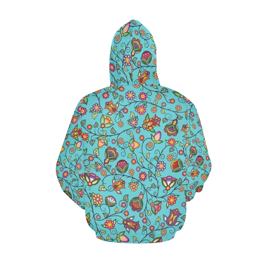 Heartbeat Petals Turquoise Hoodie for Women (USA Size)