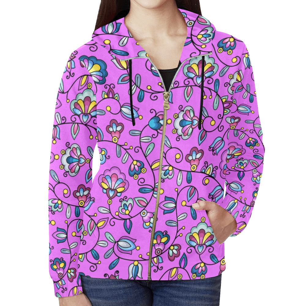 Autumn Bundle Blessing Purple Full Zip Hoodie for Women