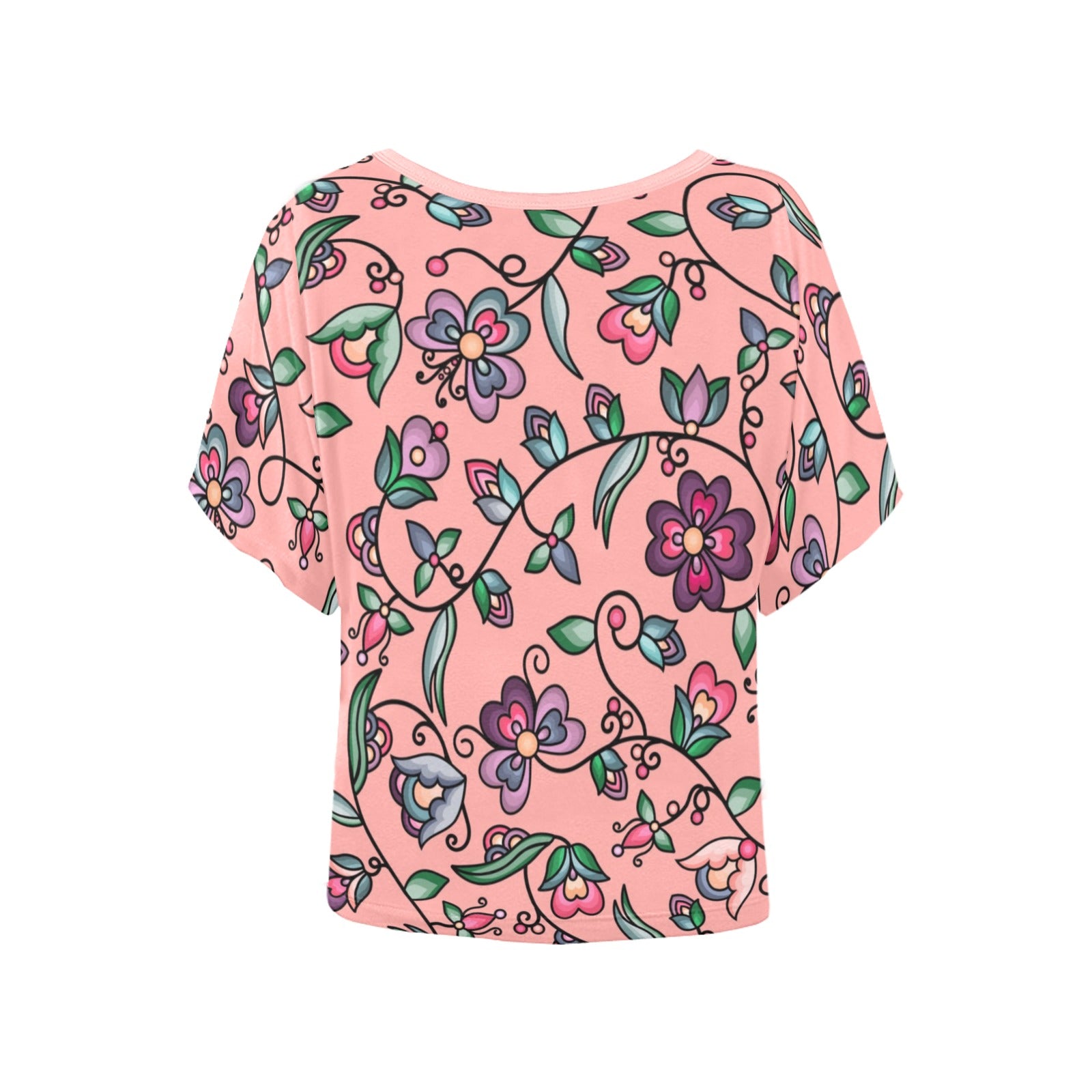 Amber Evening Garland Peach Women's Batwing-Sleeved Blouse T shirt