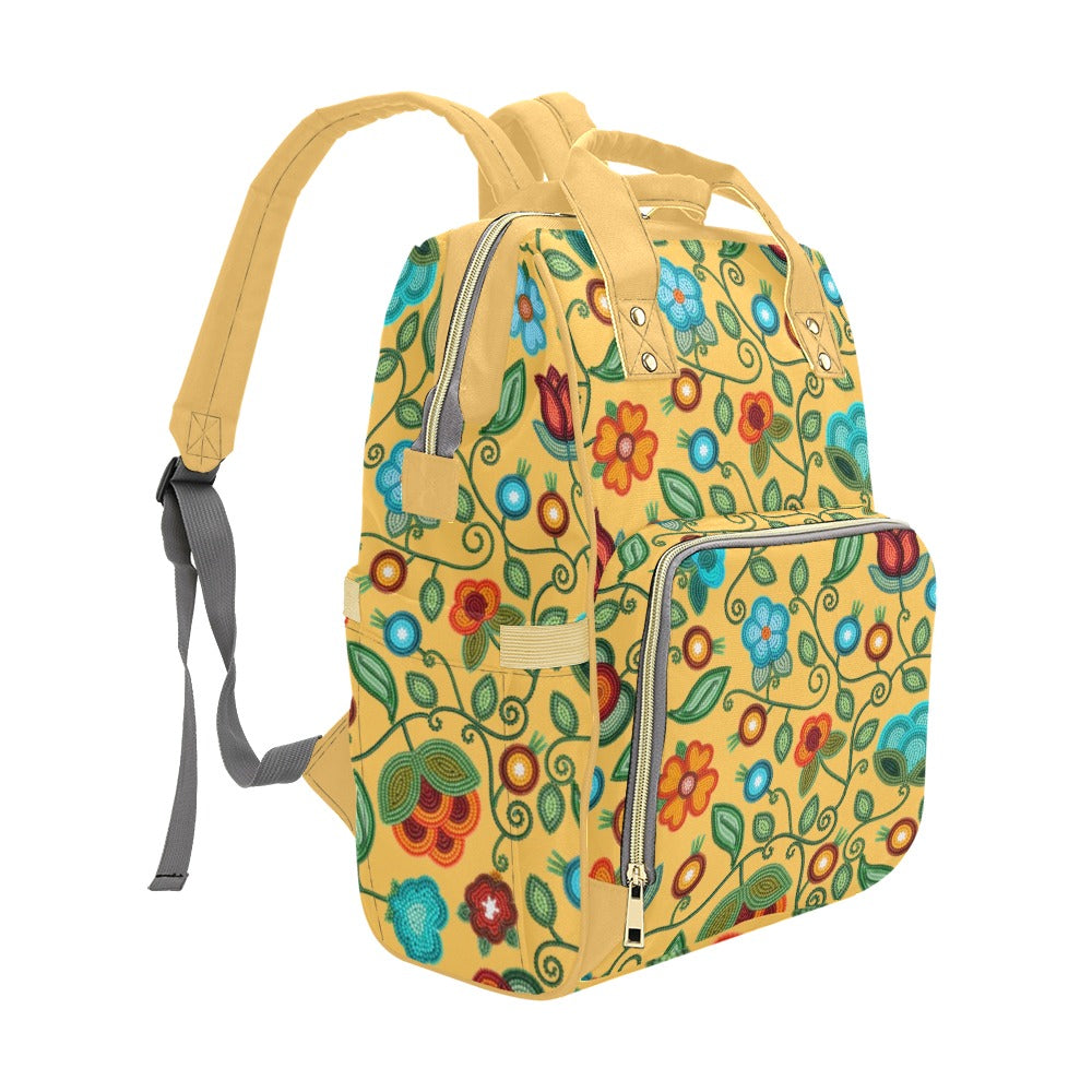 Prairie Fire Petals Honey Multi-Function Diaper Backpack/Diaper Bag